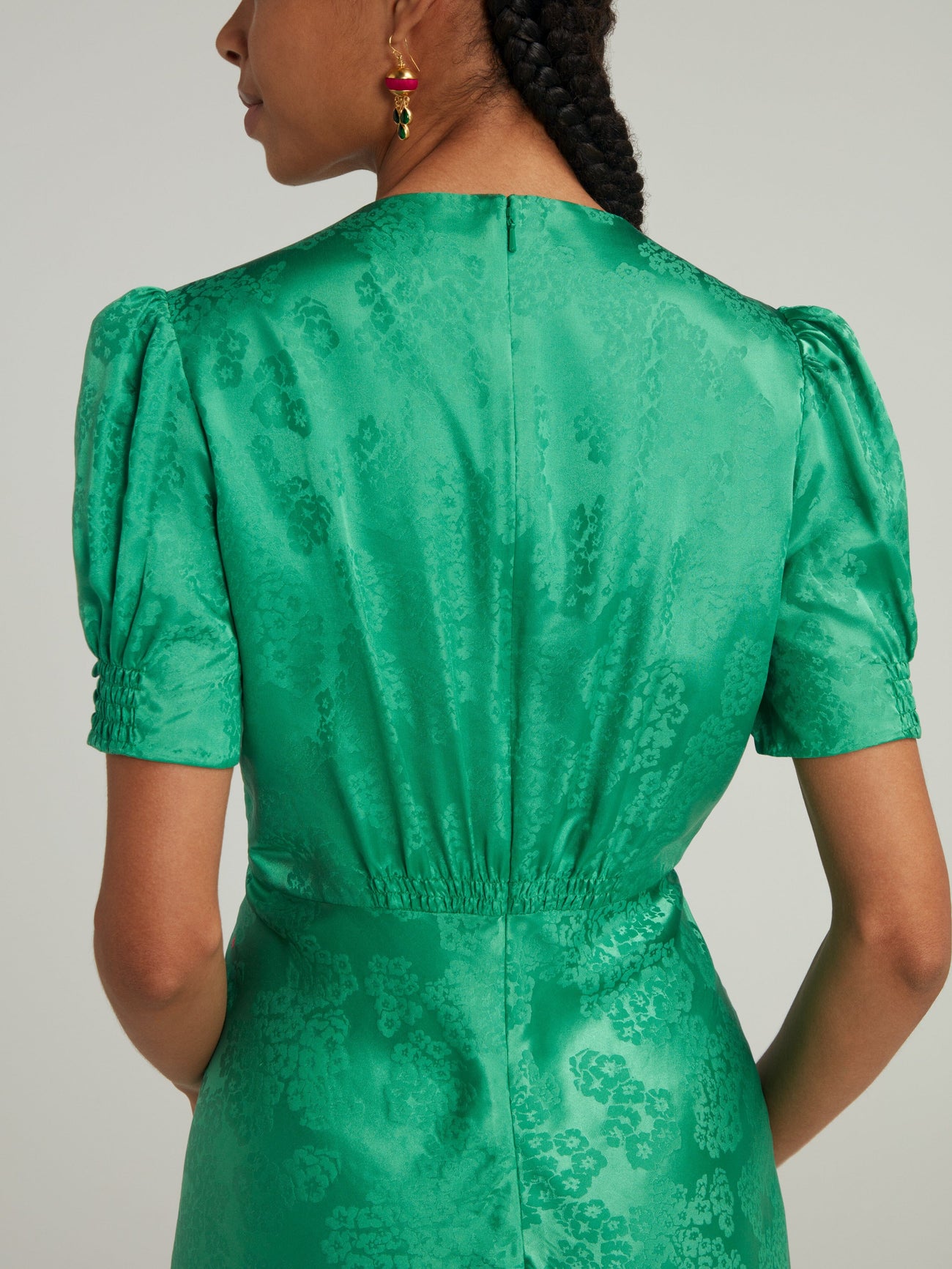 Load image into Gallery viewer, Lea Dress in Kelly Green Embroidered