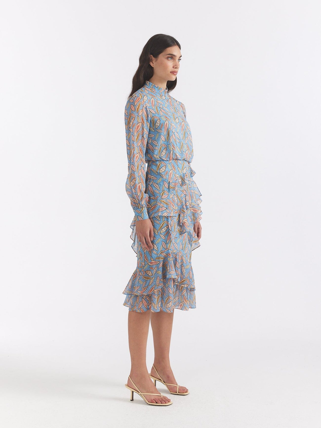 Load image into Gallery viewer, Isa Ruffle Dress in Linden Sky