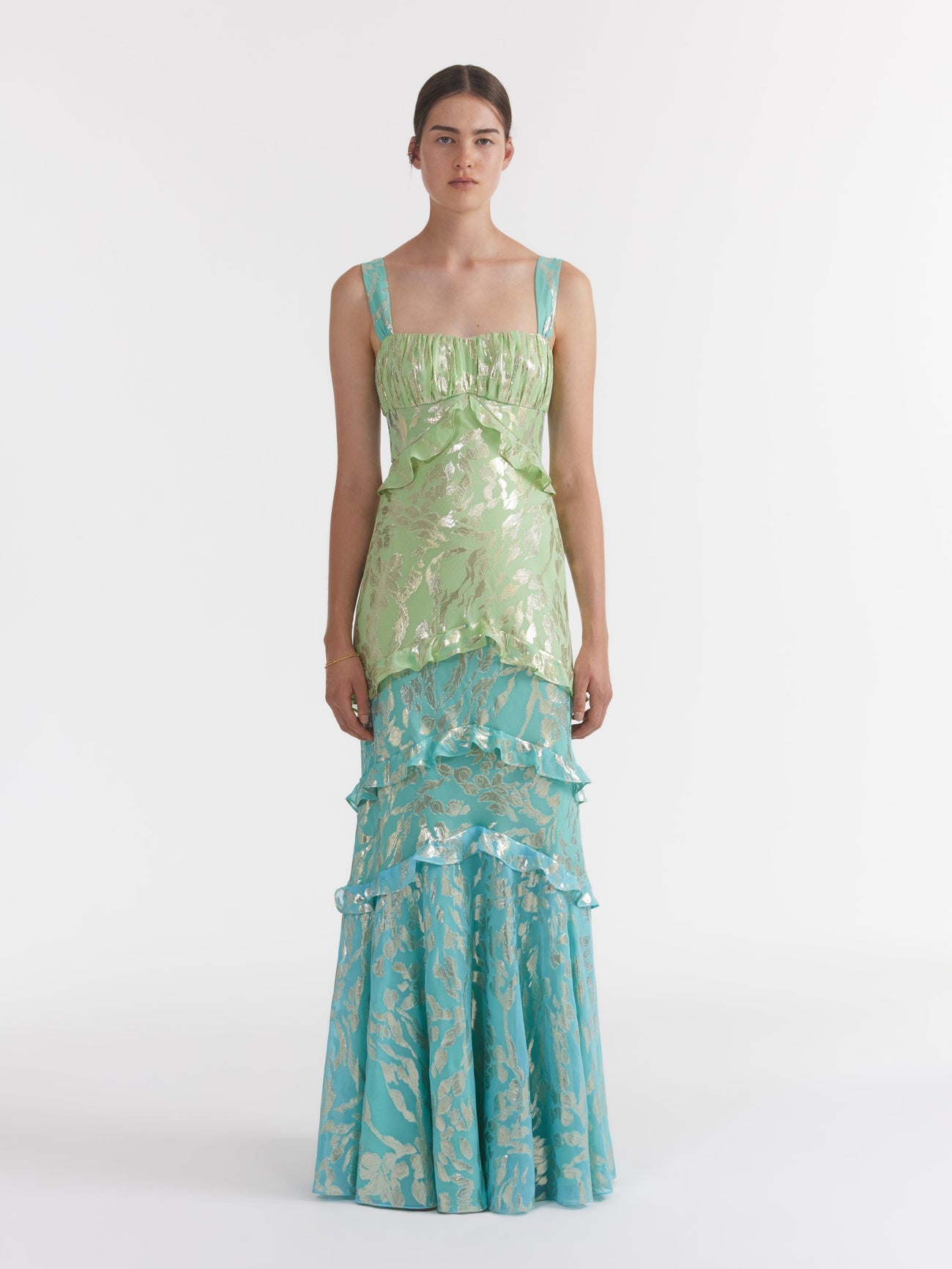 Load image into Gallery viewer, Chandra Dress in Apple Gold Sea