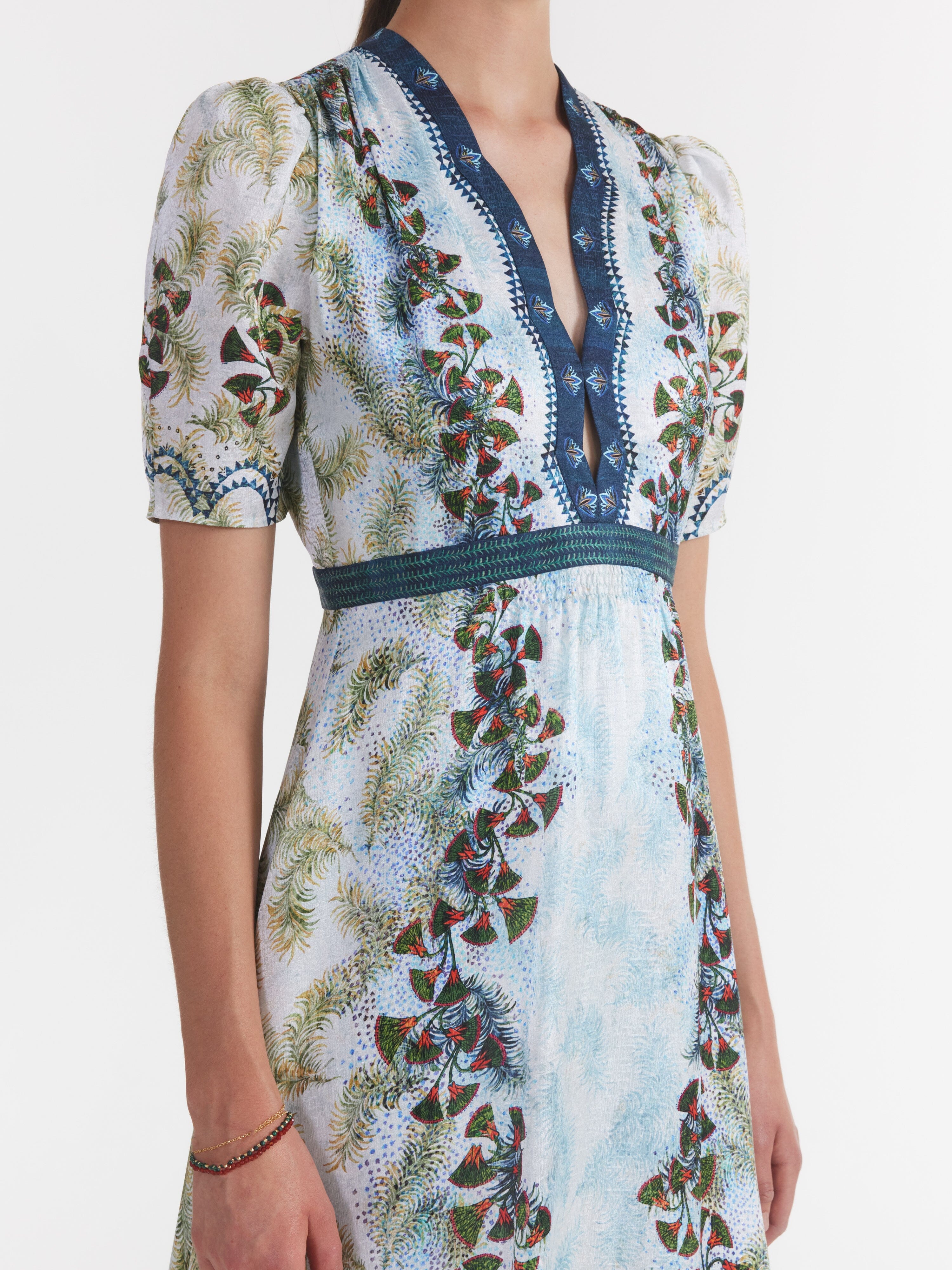 Tabitha Midi Dress in Feather Papyrus SALONI Tabitha Midi Dress in Feather Papyrus SALONI