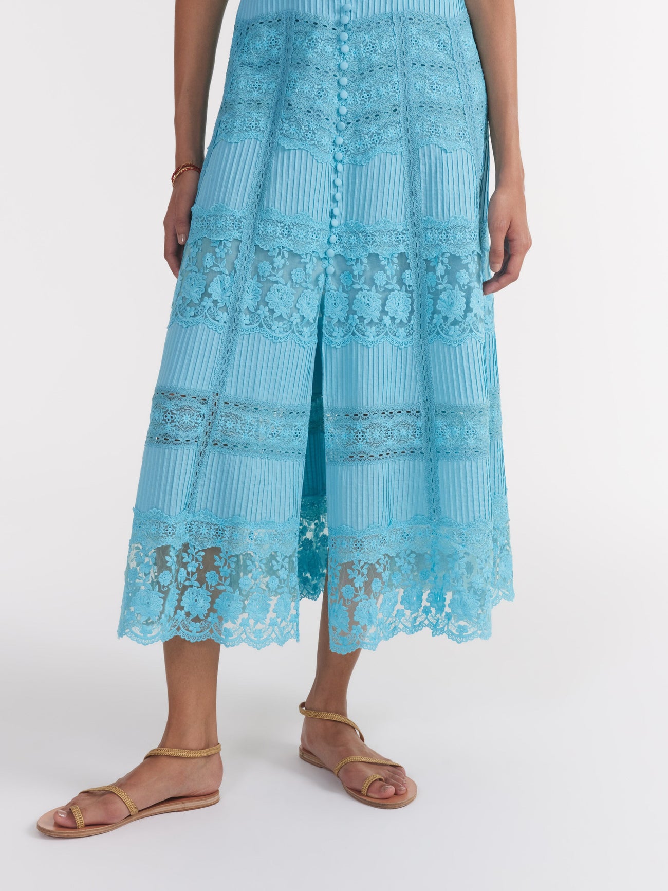 Load image into Gallery viewer, Lea Long Lace Dress in Cloud Blue