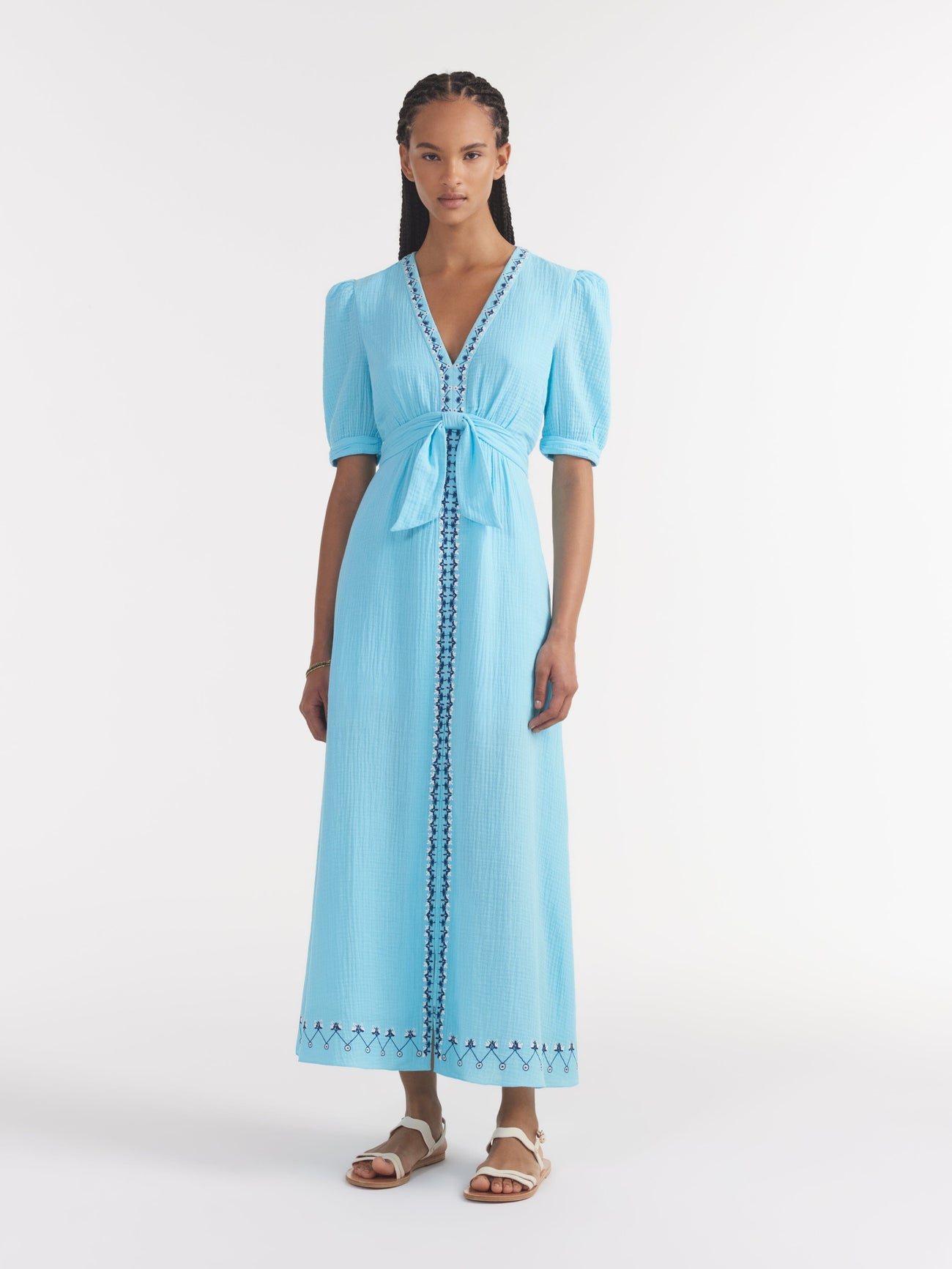 Load image into Gallery viewer, Jamie Tie B Dress in Cloud Blue