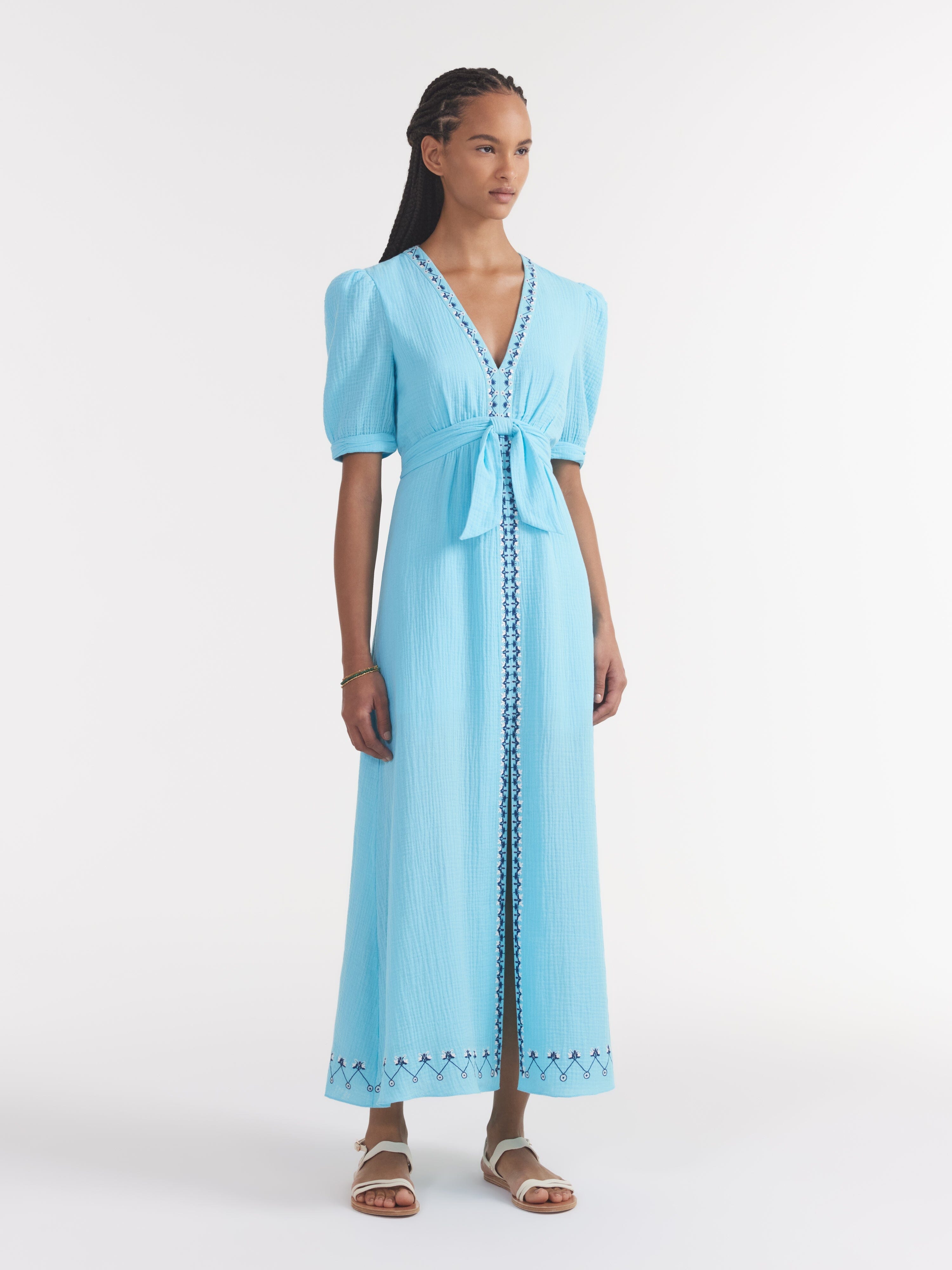 Jamie Tie B Dress in Cloud Blue