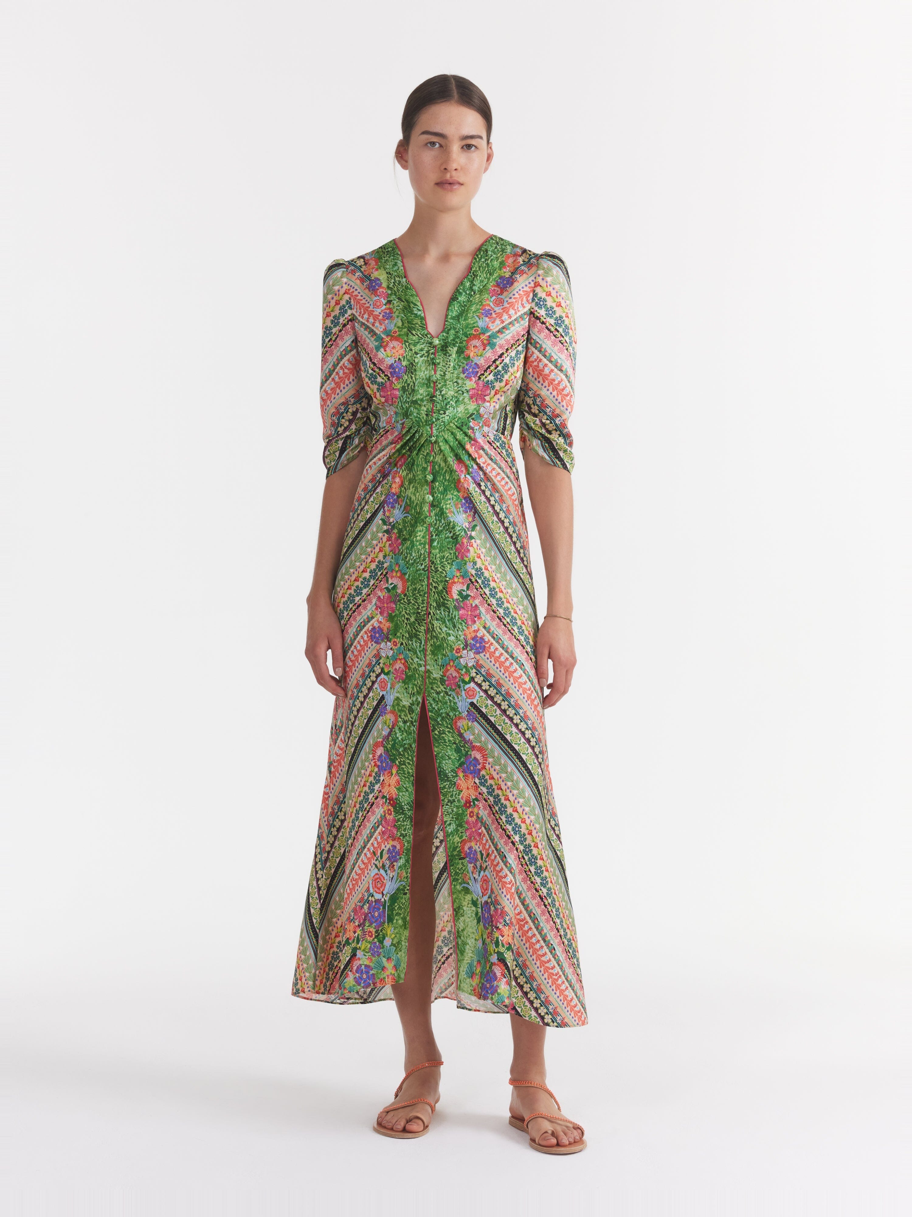 Mitsu B Dress In Bloom Border – SALONI