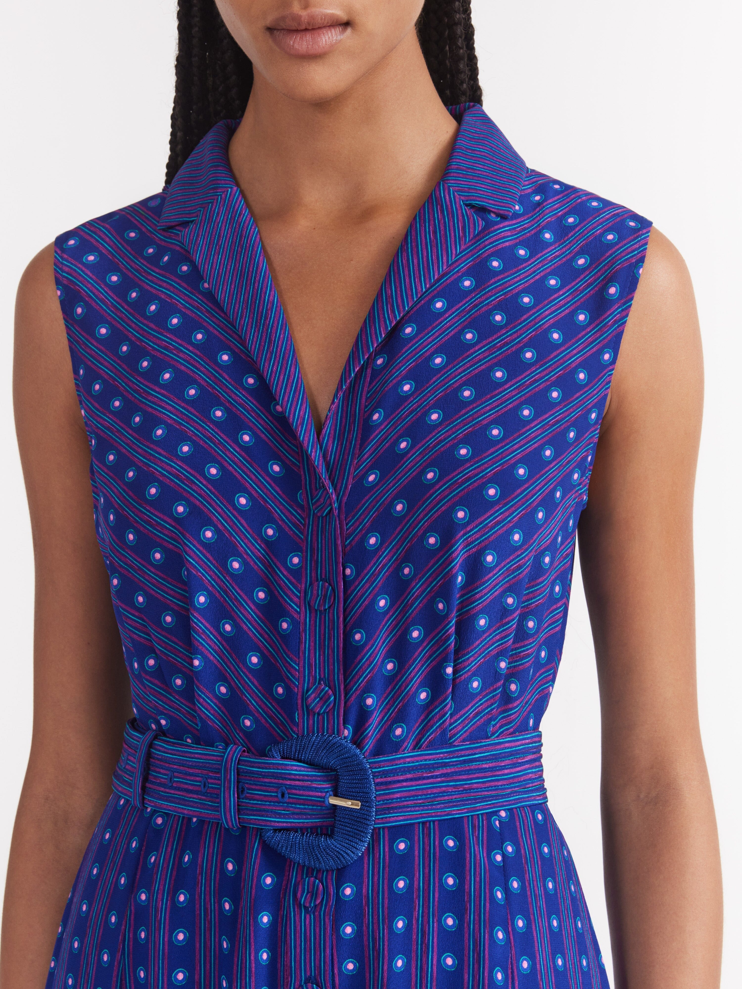 Arya B Dress In Polka Indigo – SALONI