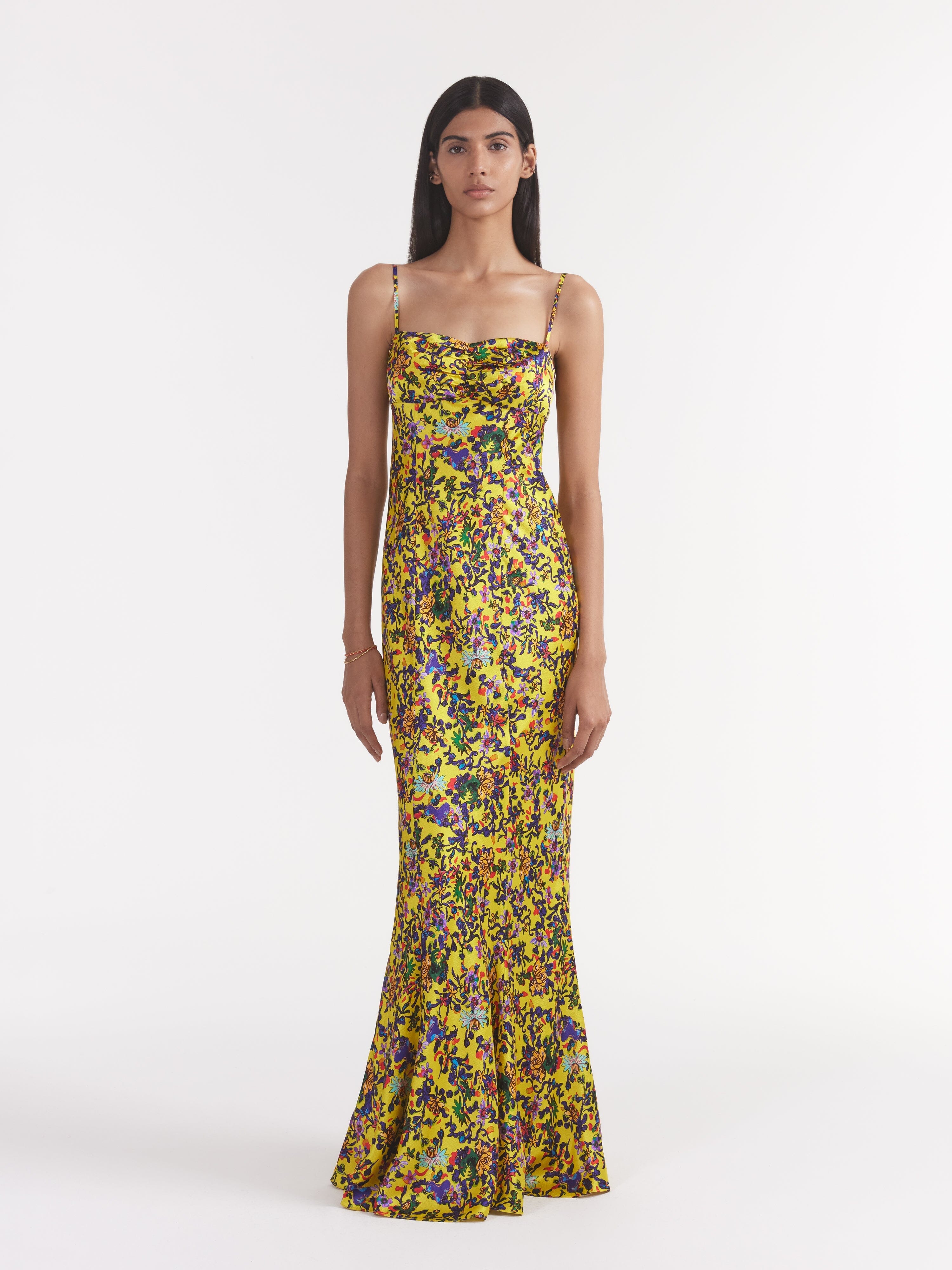Renee Long Dress in Ornamental Citrine SALONI Renee Long Dress in Ornamental Citrine SALONI