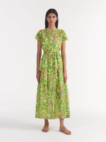 Bettie B Dress in Bouquet Lime Embroidery