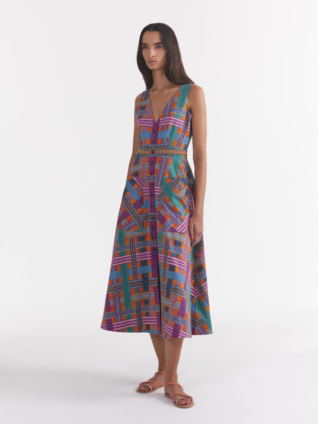 Load image into Gallery viewer, Zoey Cutout Dress in Basketweave Sun