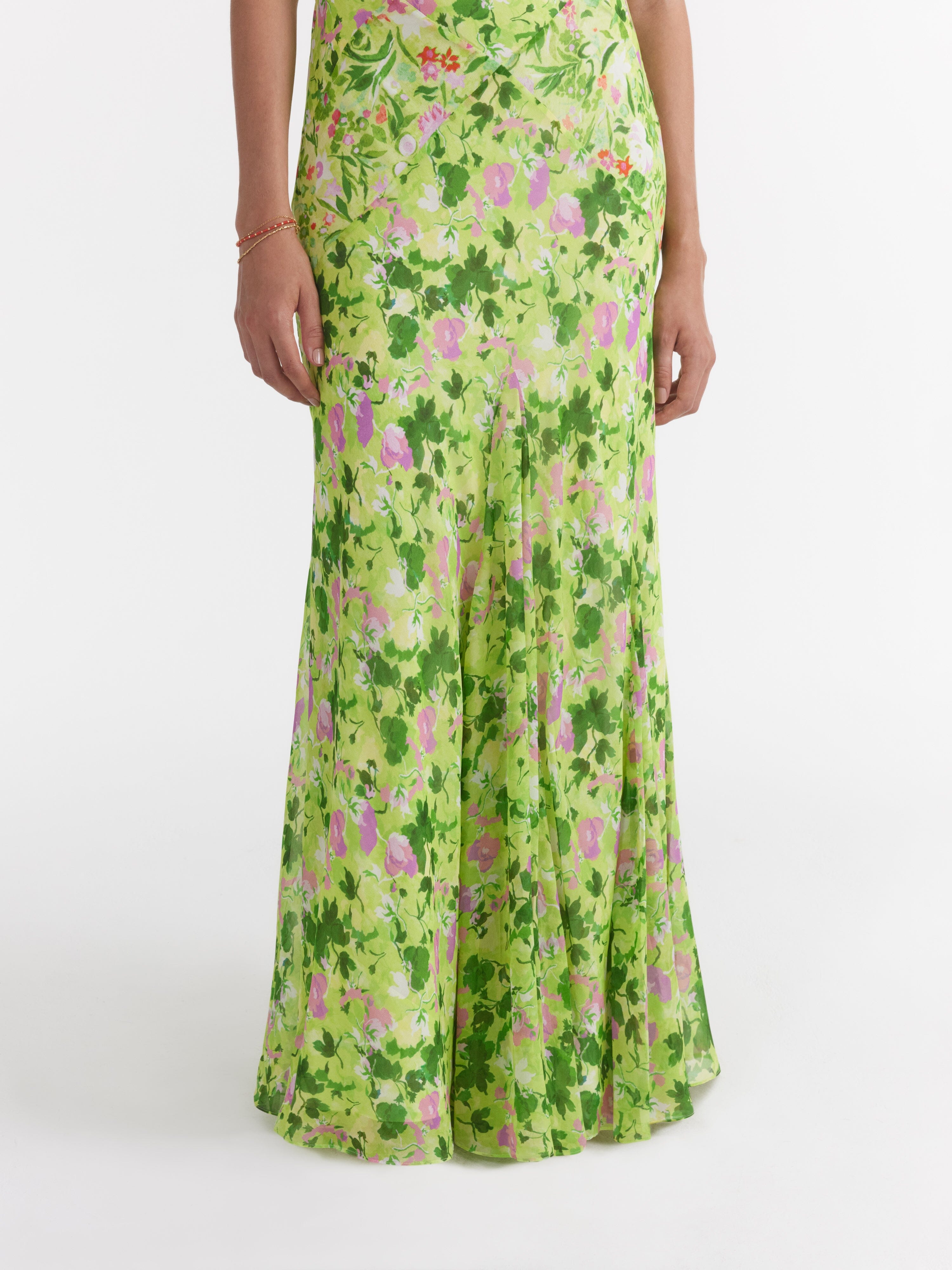 Cameron Dress in Bouquet Lime Poppies