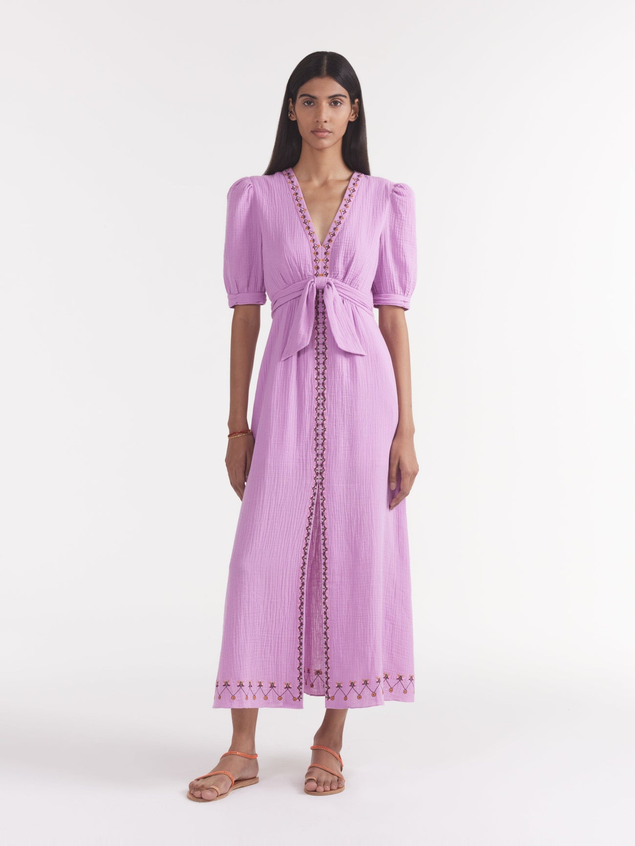Load image into Gallery viewer, Jamie Tie B Dress in Soft Lilac Marigold