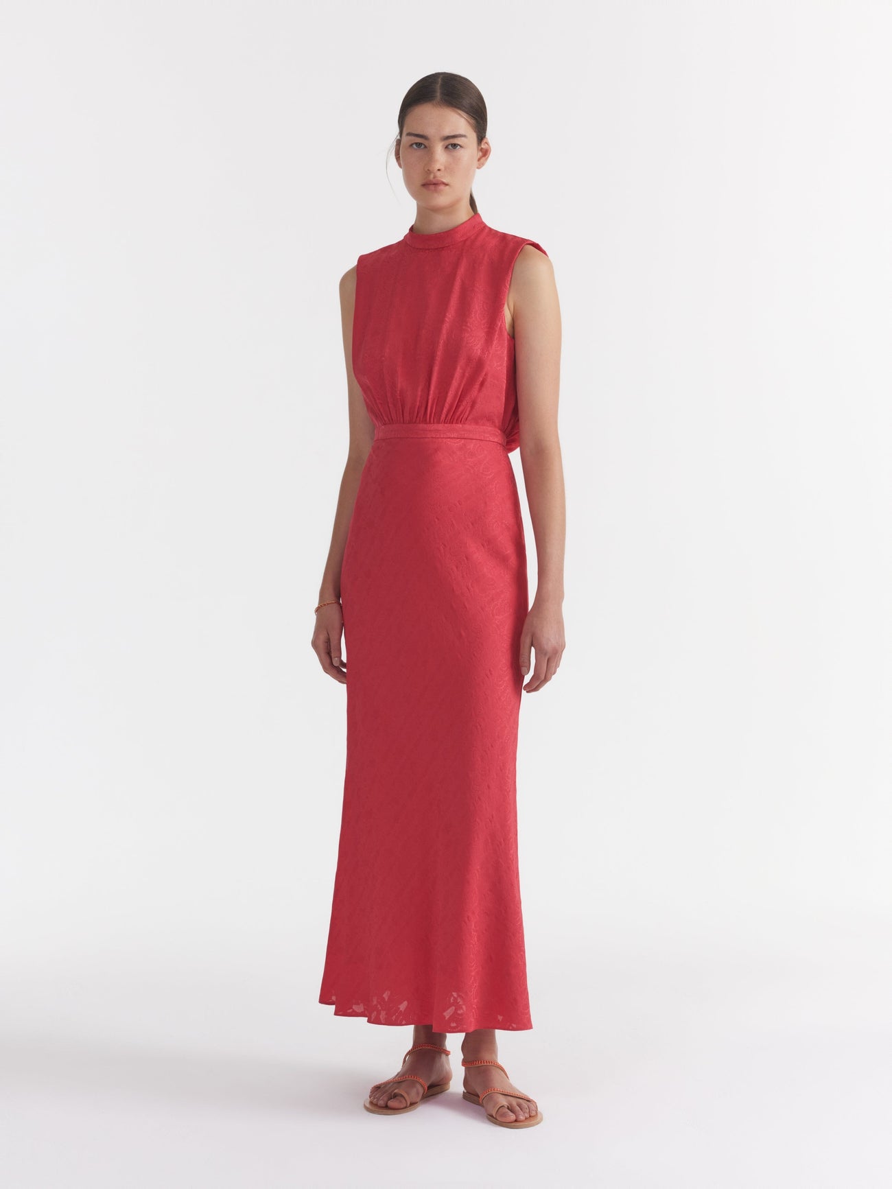 Load image into Gallery viewer, Fleur F Silk Dress in Hibiscus