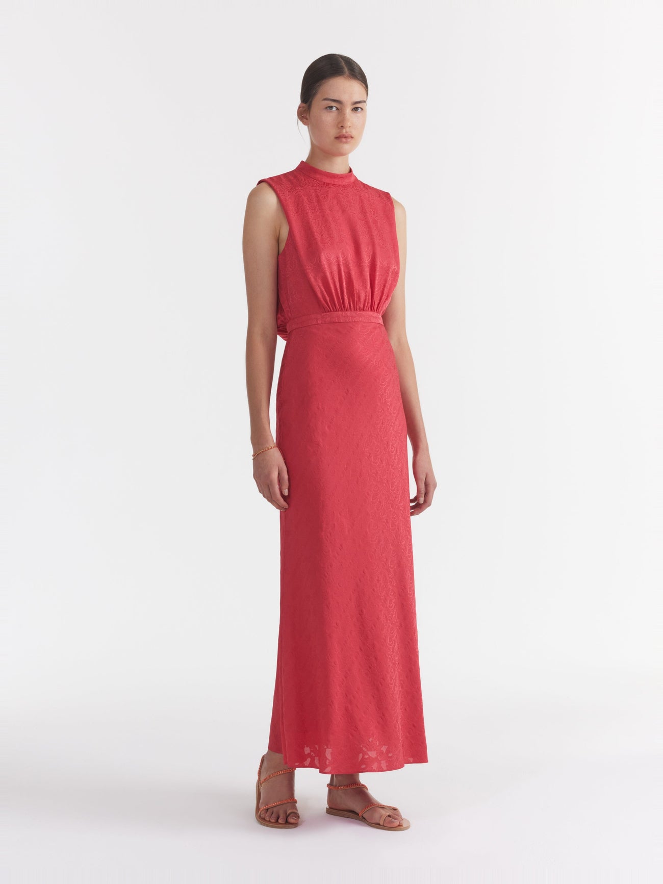 Load image into Gallery viewer, Fleur F Silk Dress in Hibiscus