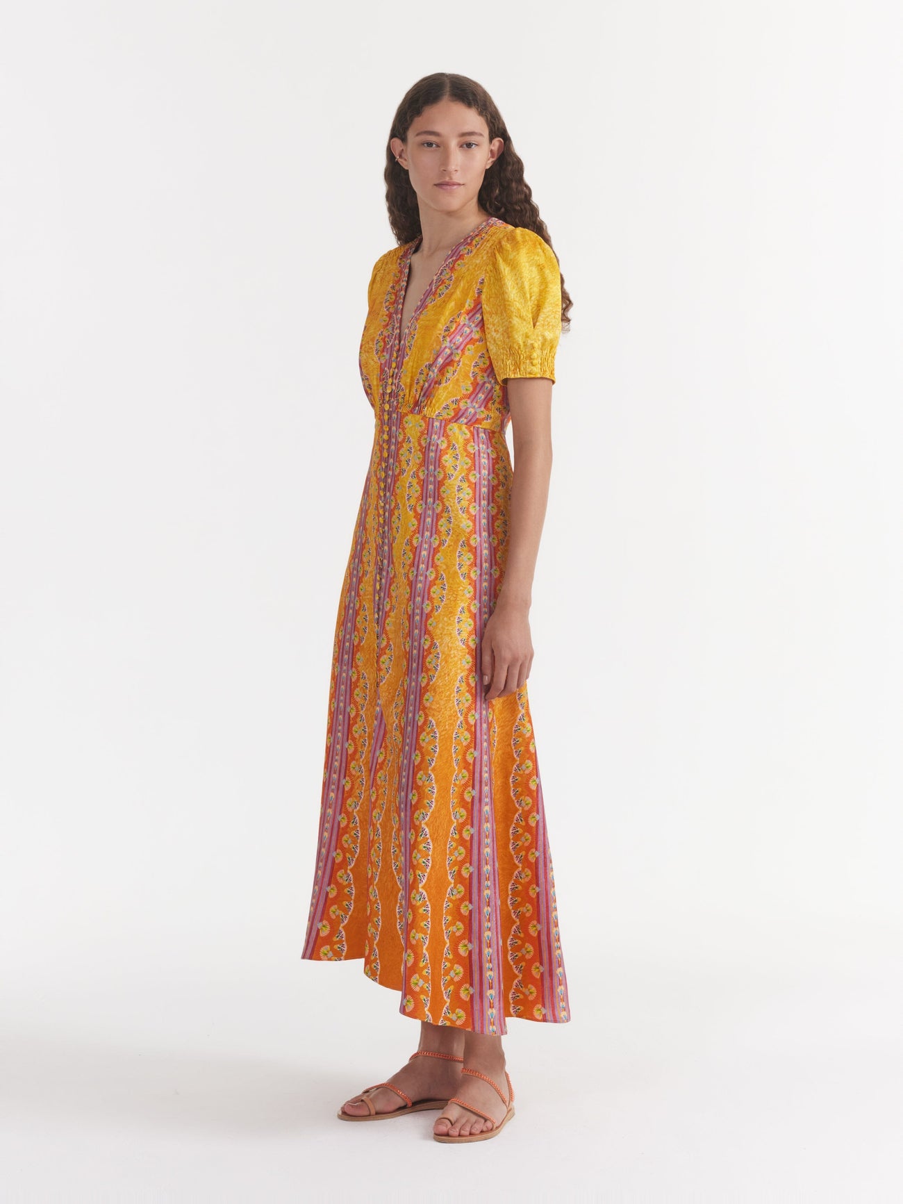 Load image into Gallery viewer, Lea Long Dress in Carnival Stripe