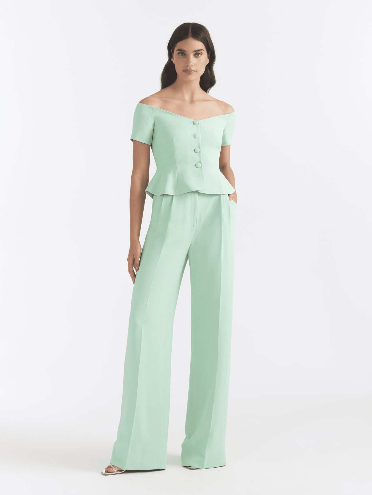 Load image into Gallery viewer, Wide Tailored Trouser in Mint