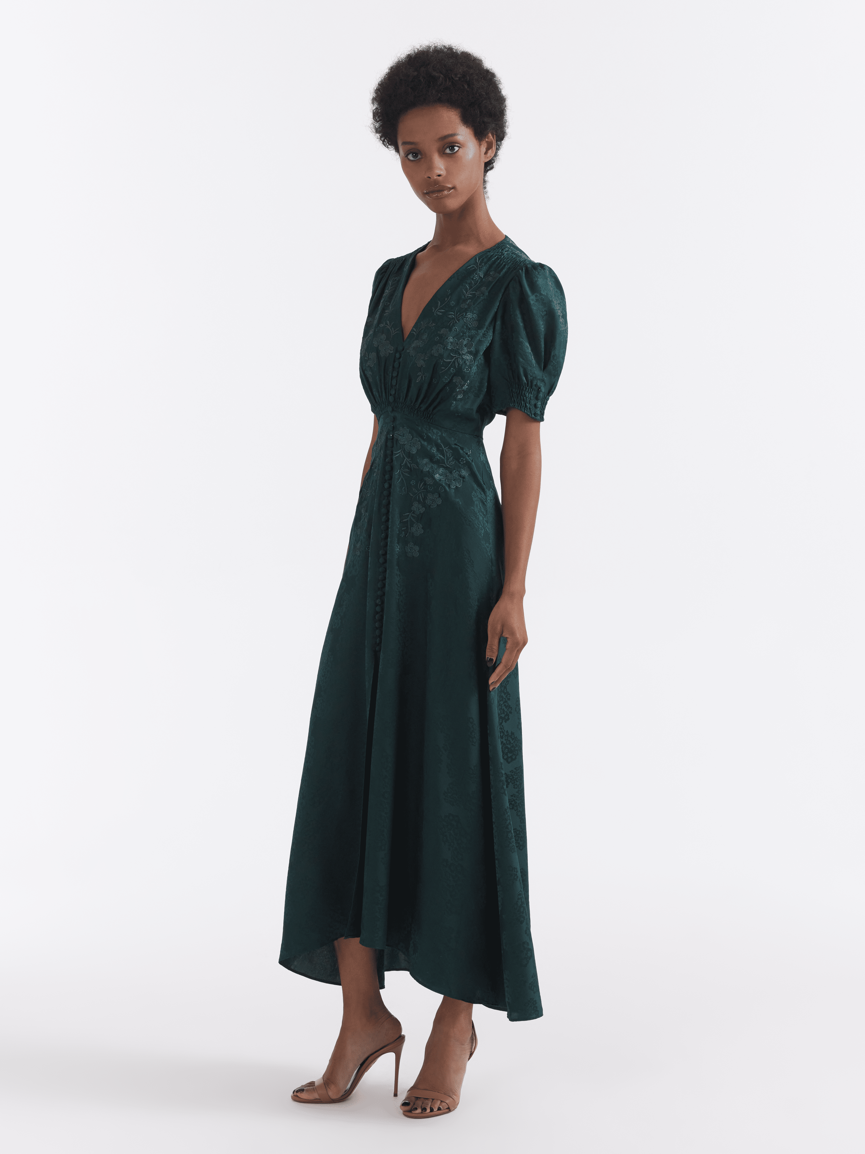 Lea Long Dress in Forest Green