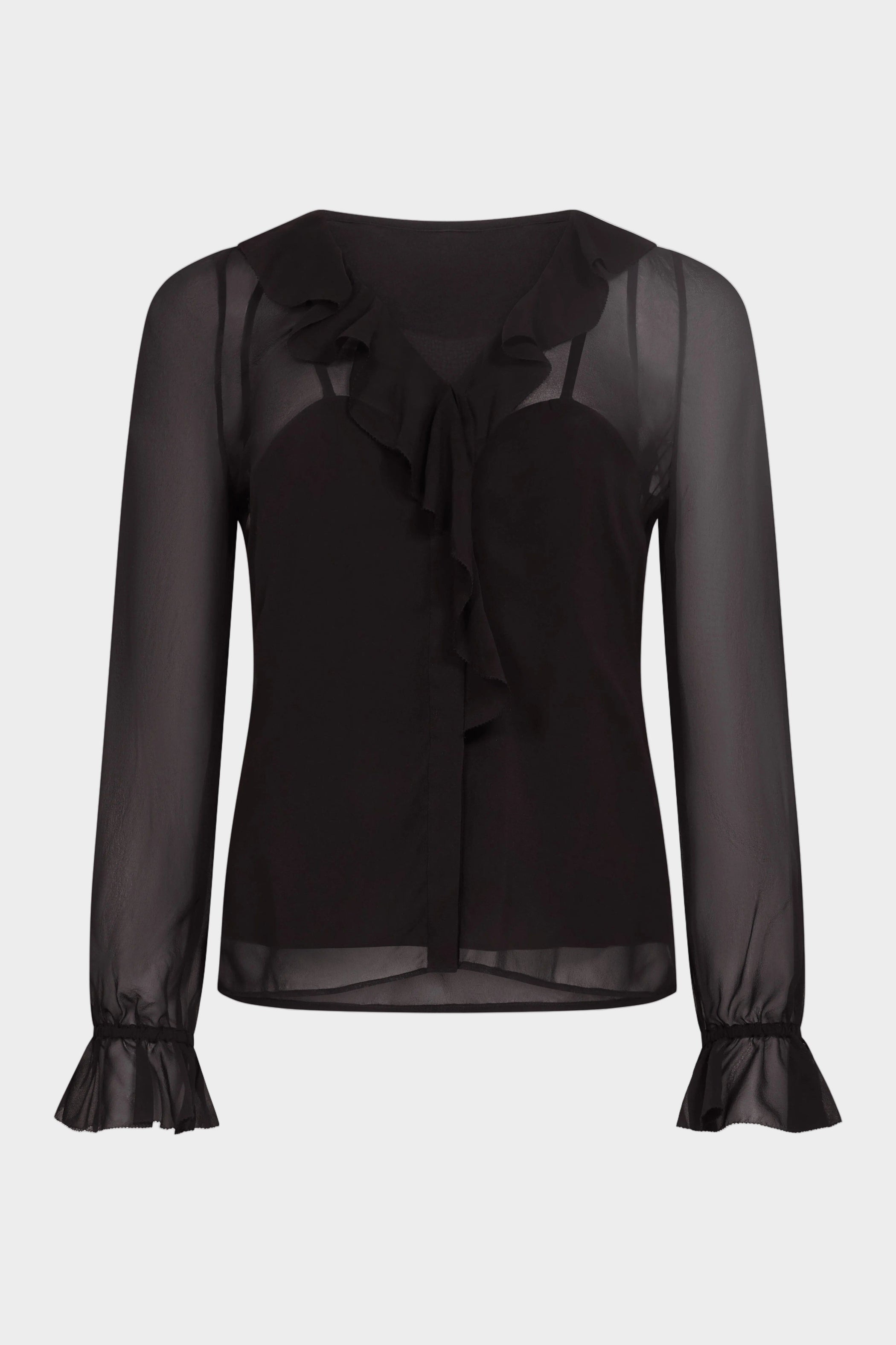Saya Ruffle Blouse in Black
