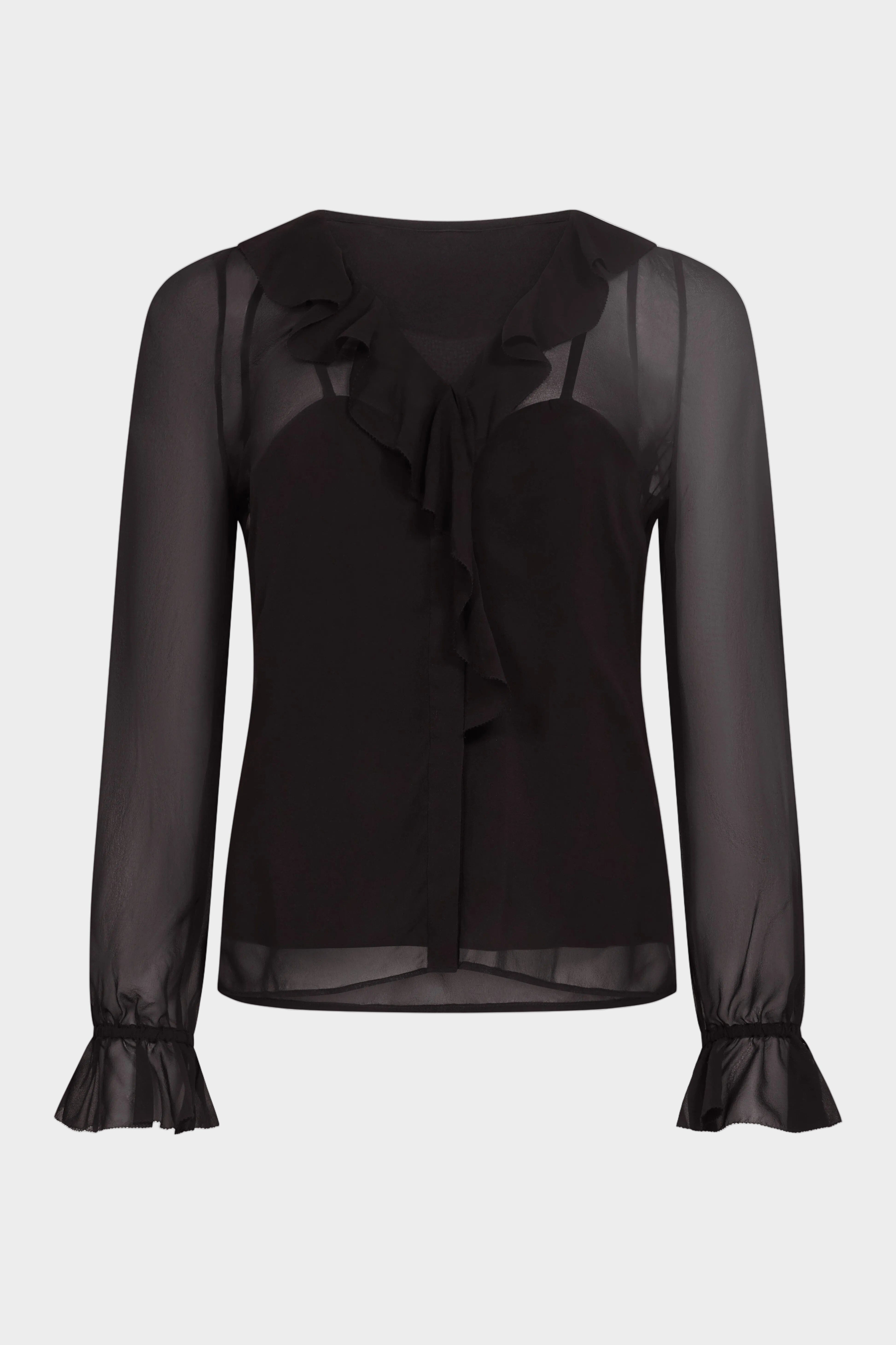 Saya Ruffle Blouse in Black