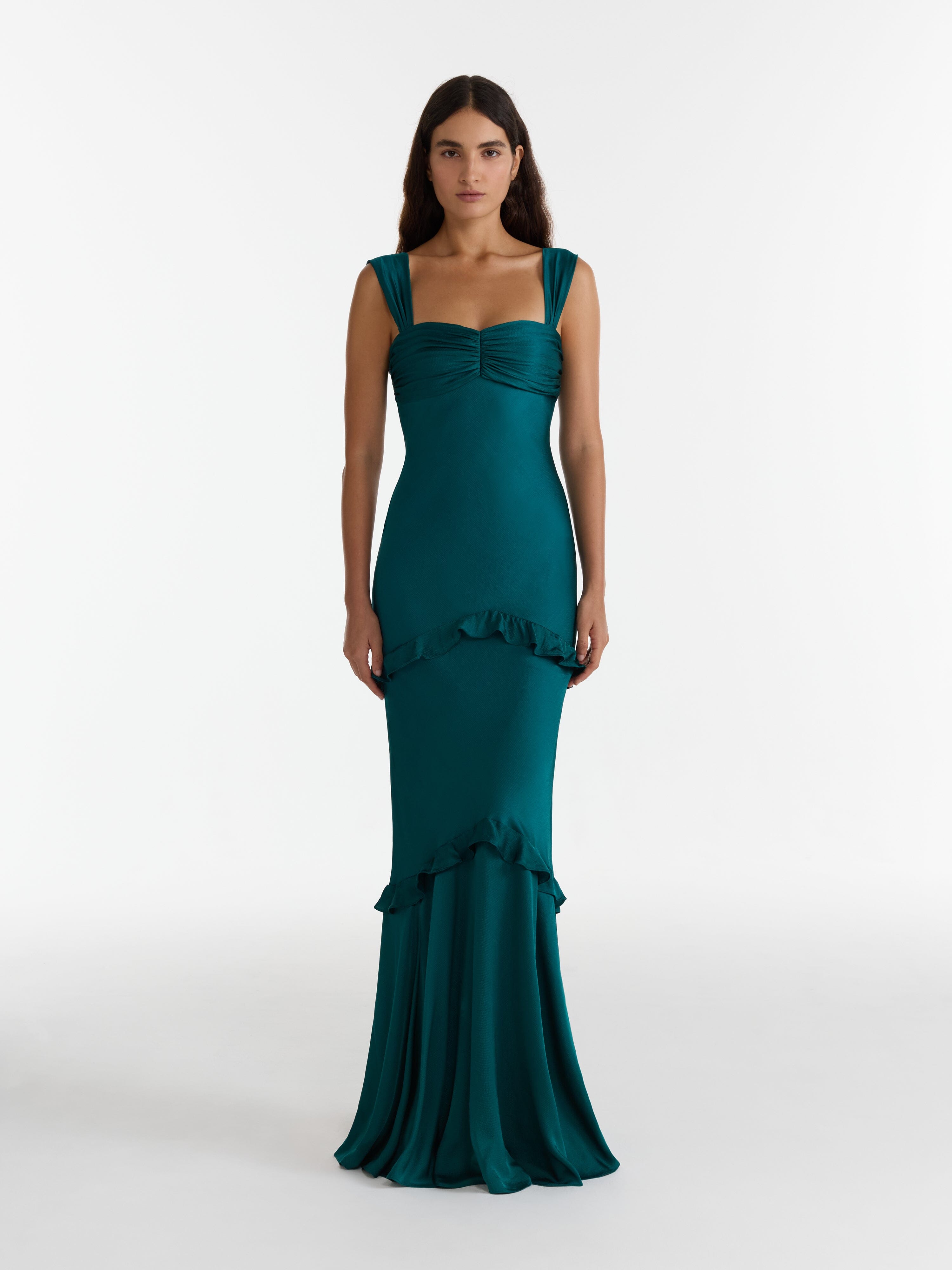 Selma Long Dress in Dark Teal