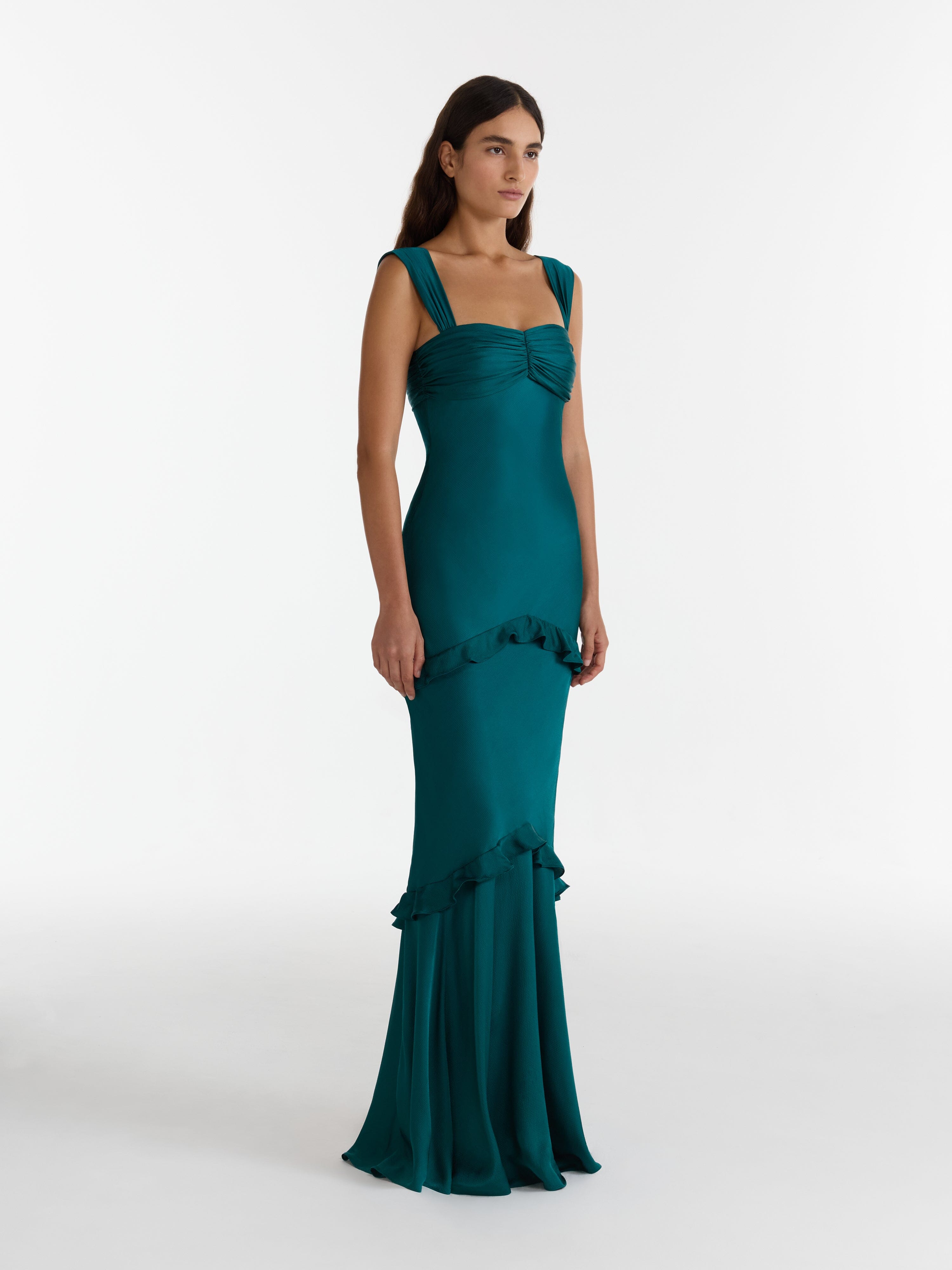 Selma Long Dress in Dark Teal