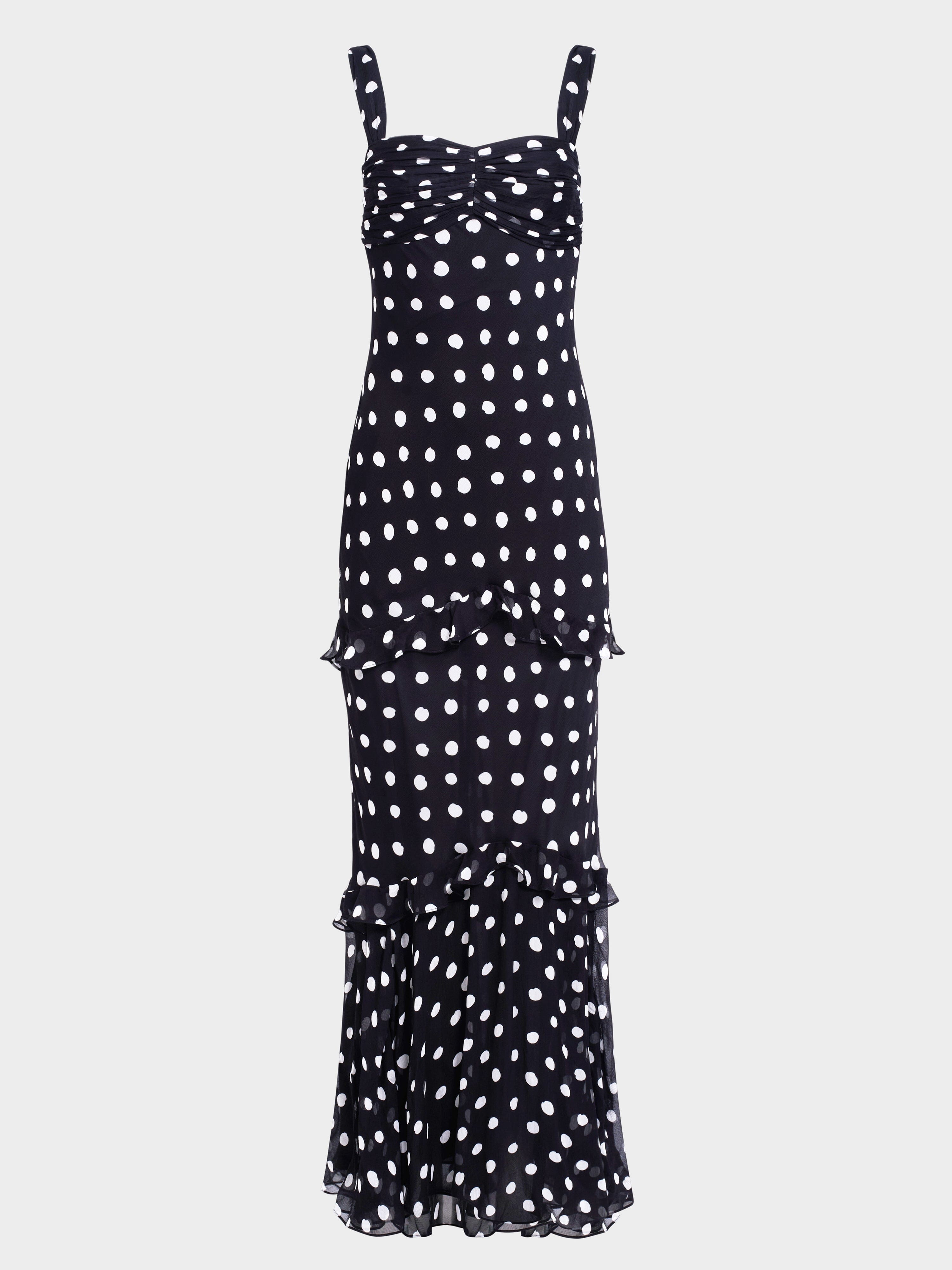 Selma Long Dress Mono Dot