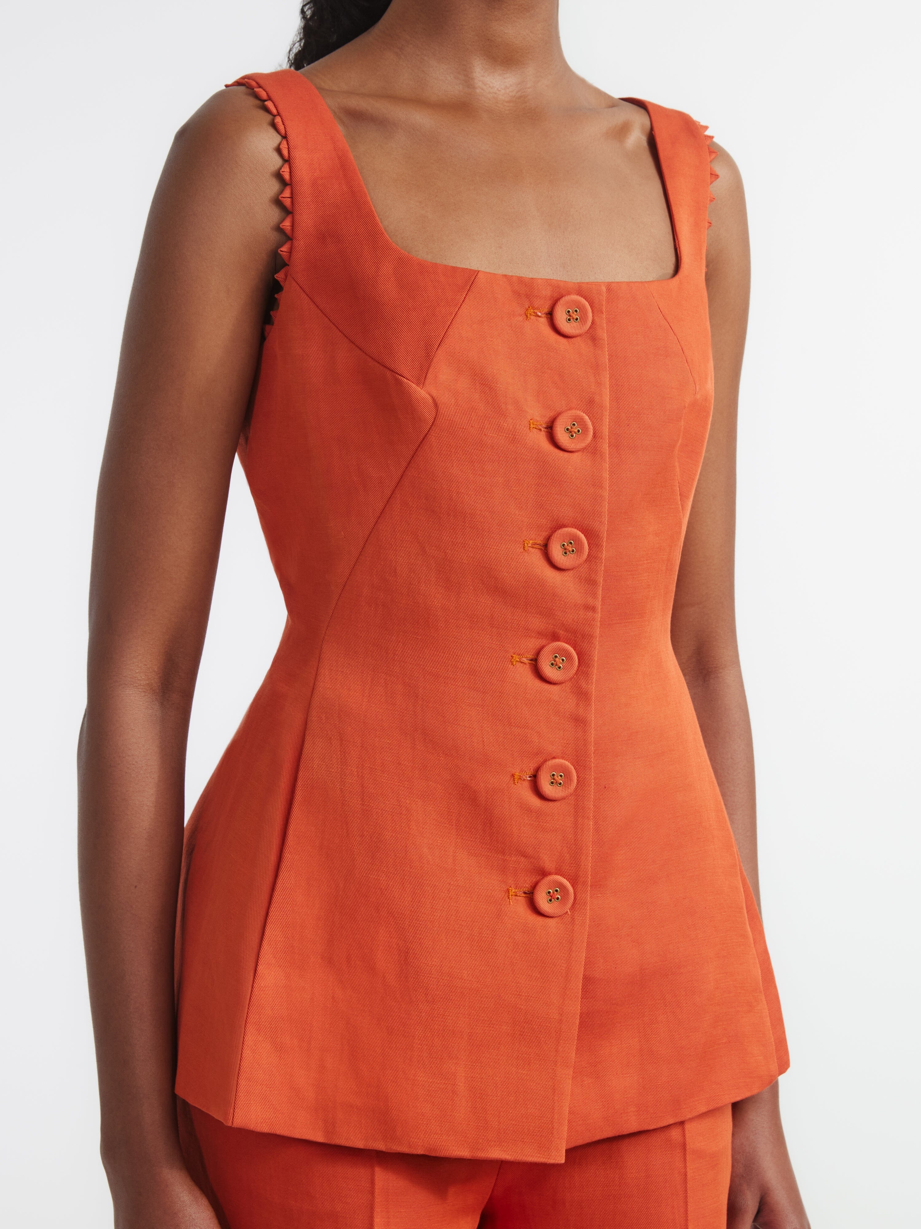 Bibba Sleeveless Jacket in Terracotta – SALONI
