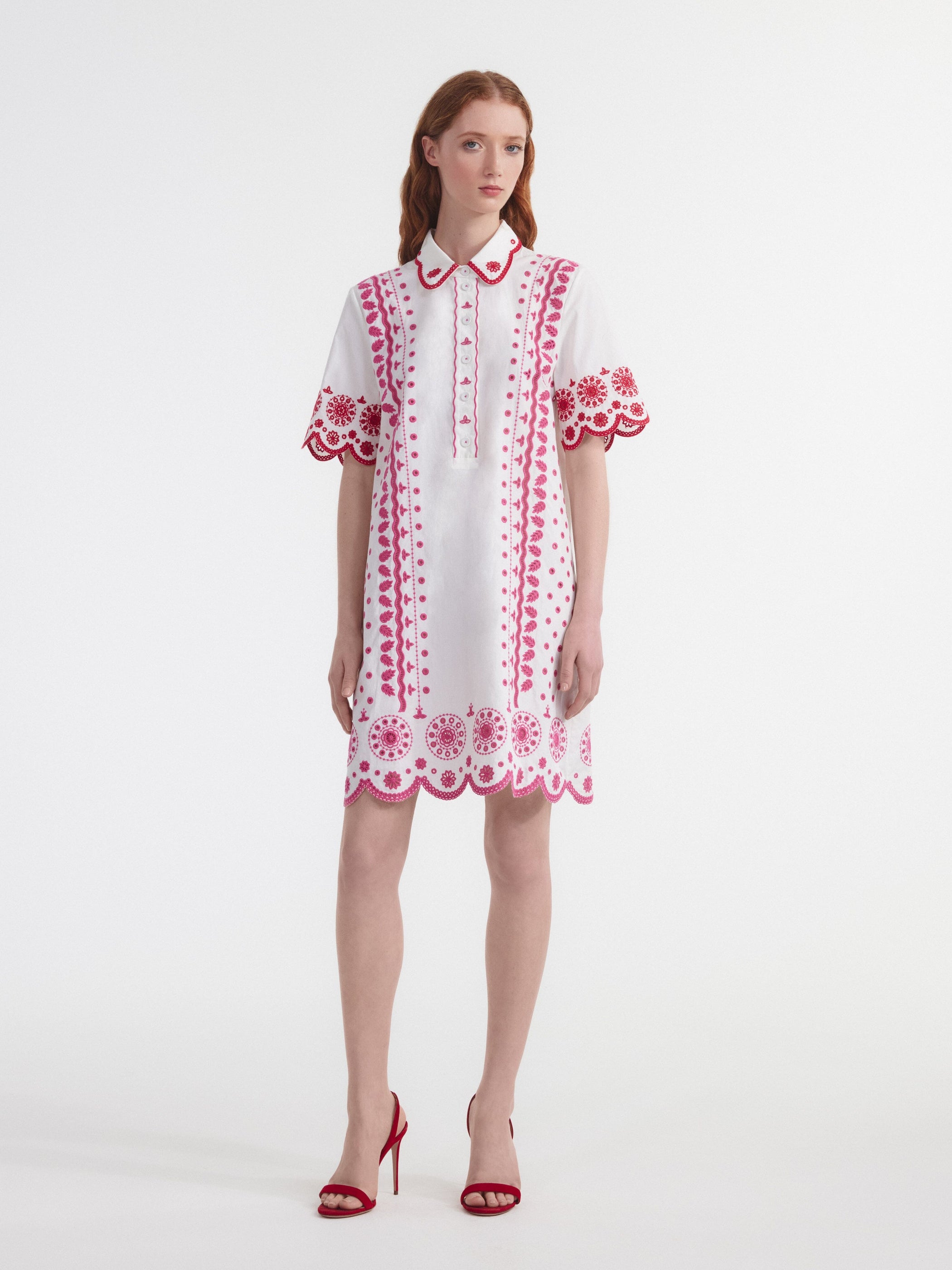 Dree Cotton Broderie-anglaise Shirt Dress in White Punch