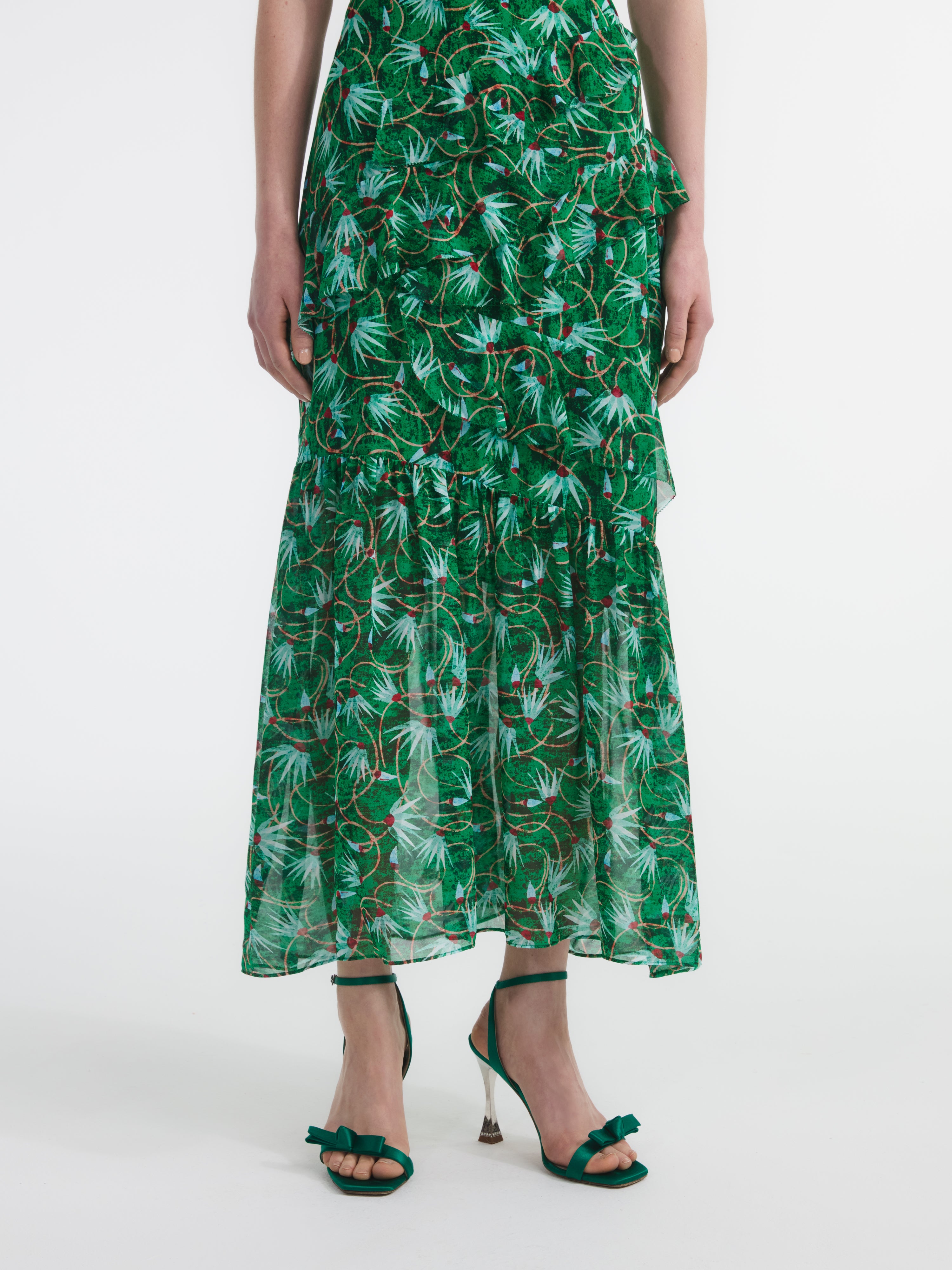 Fleur Ruffle Dress in Padma Emerald