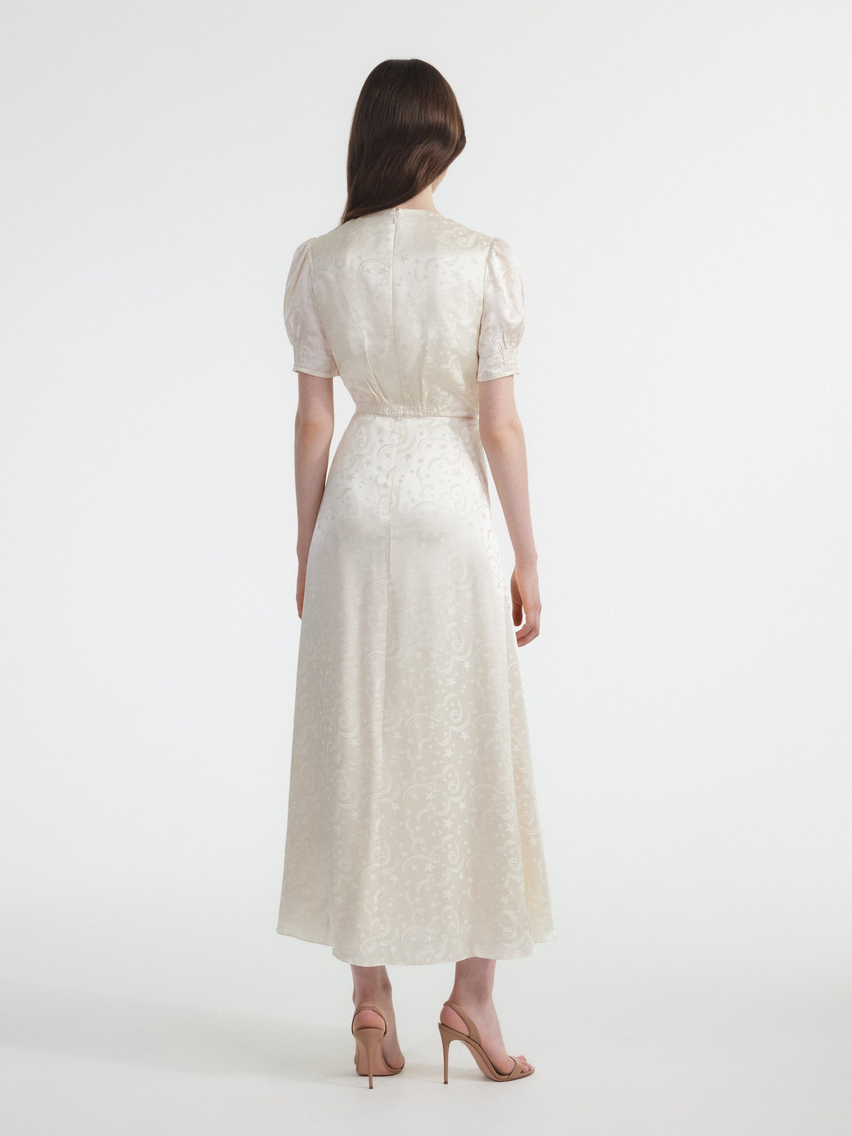 Venyx Lea Long Dress in Deep Red Moonbeam Embroidery