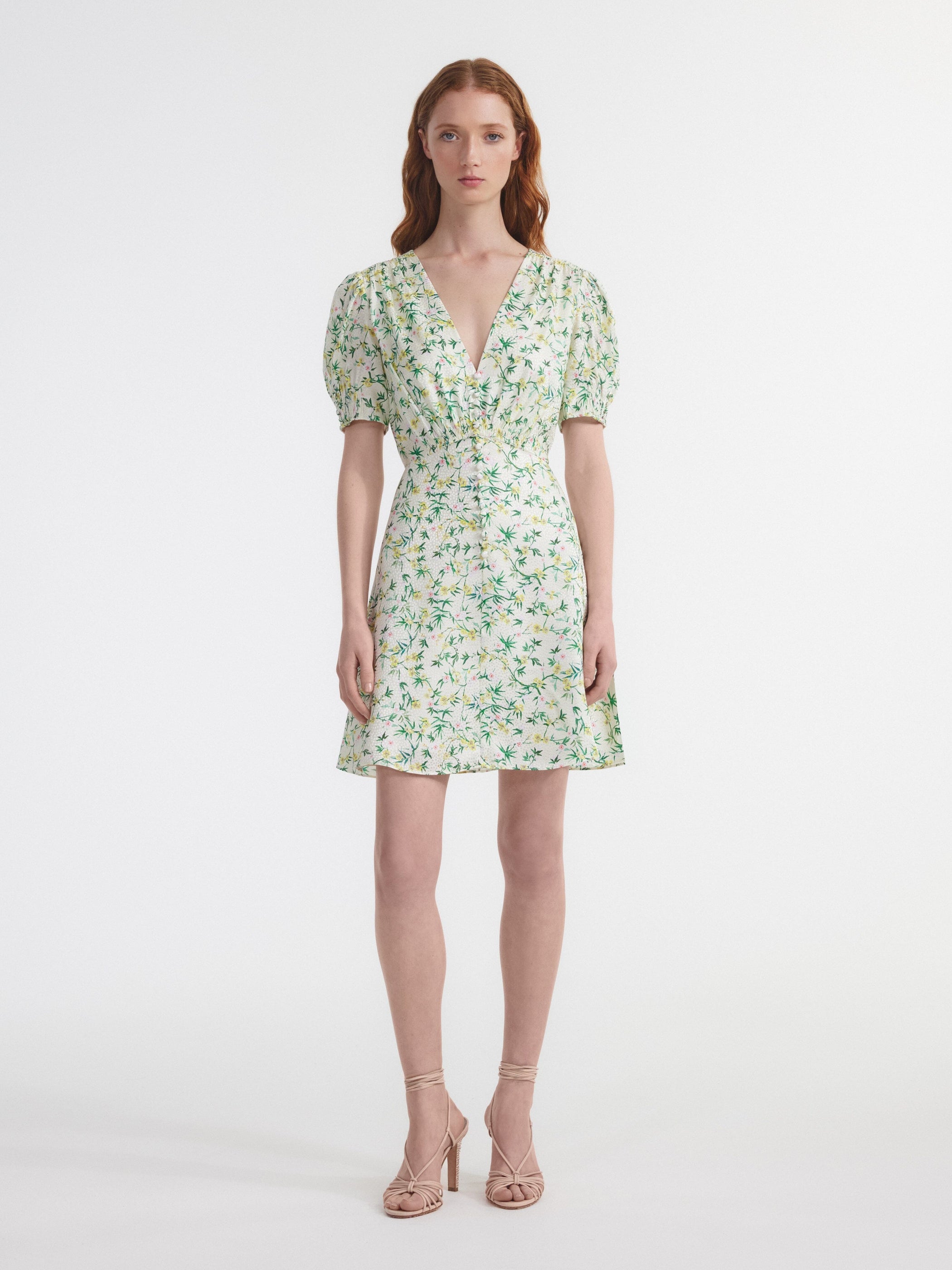 Lea Mini Dress in Tusk Springflowers