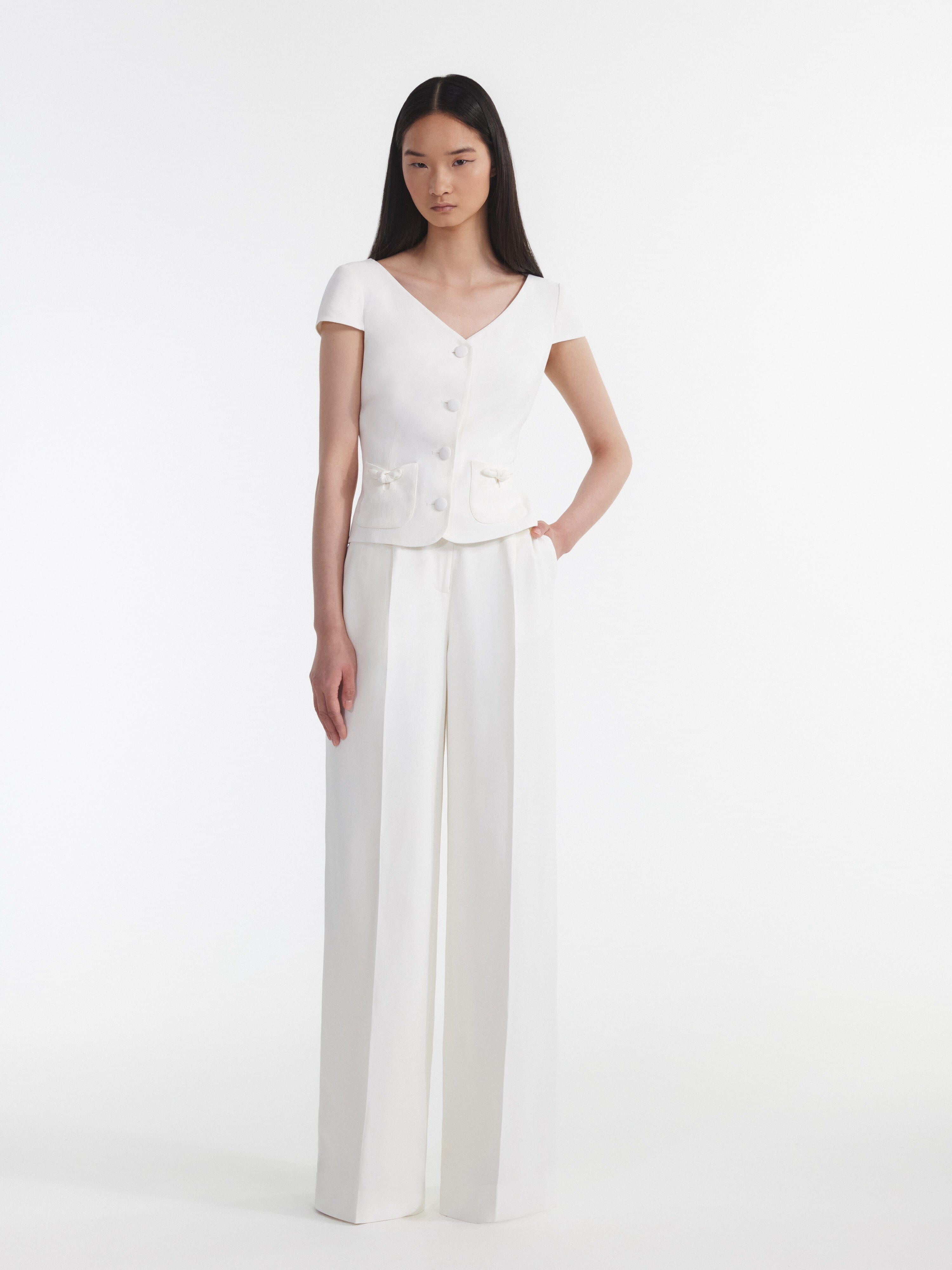 Wide Tailored Trouser in Ivory