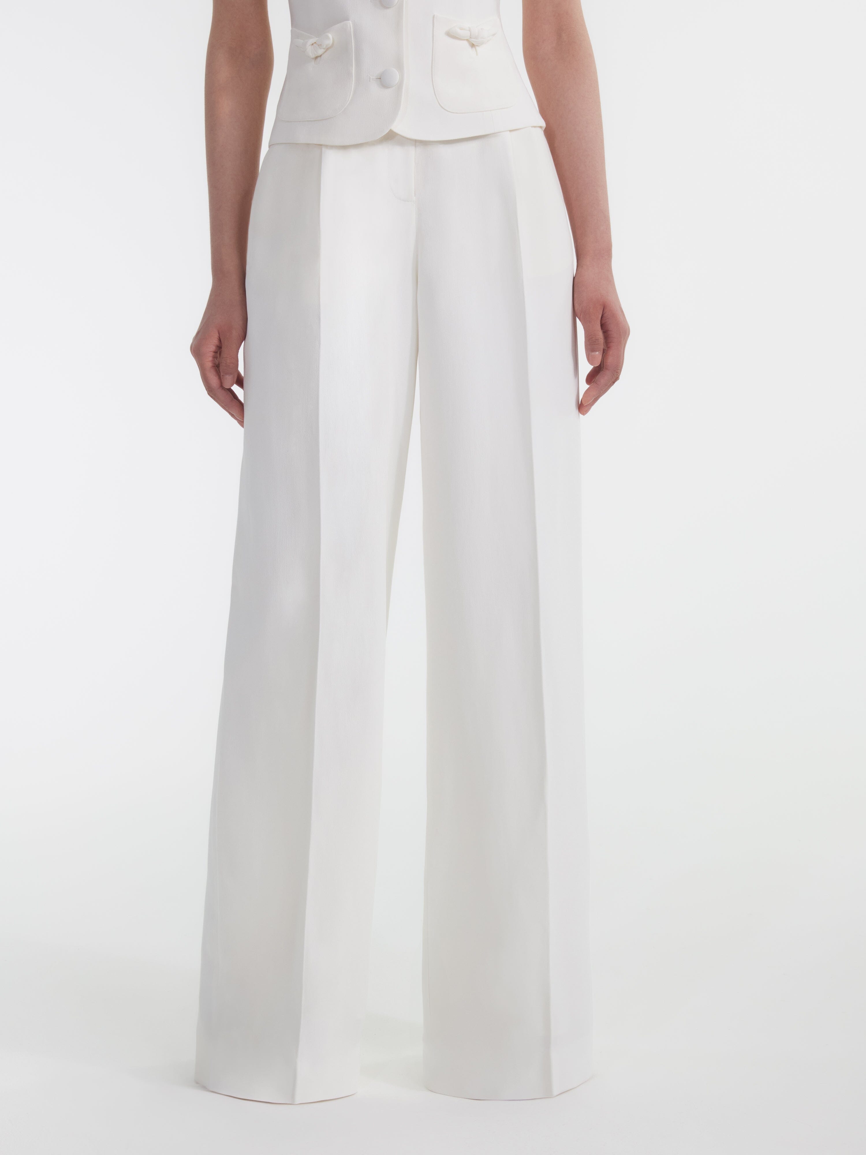 Wide Tailored Trouser in Ivory