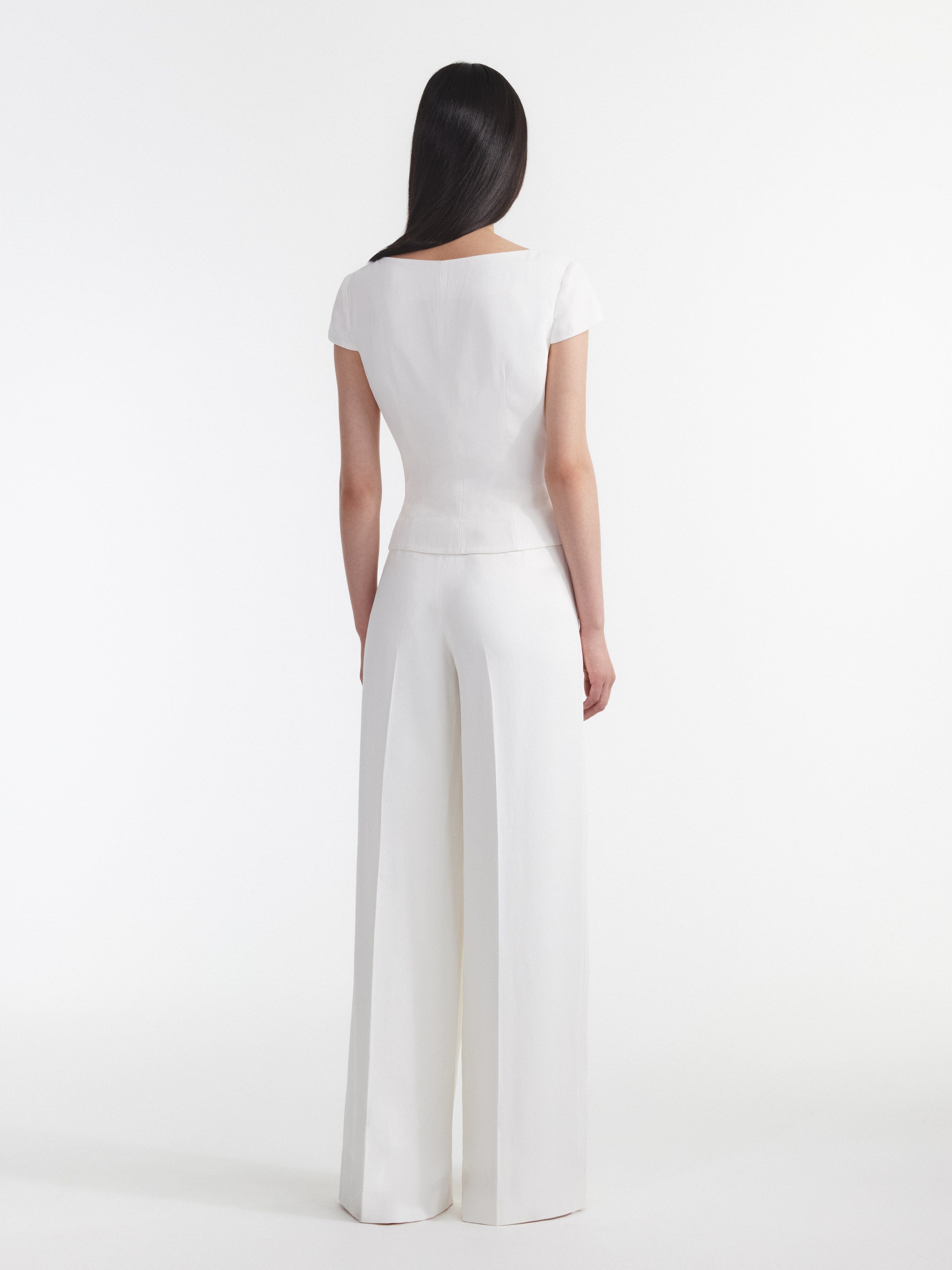 Wide Tailored Trouser in Ivory