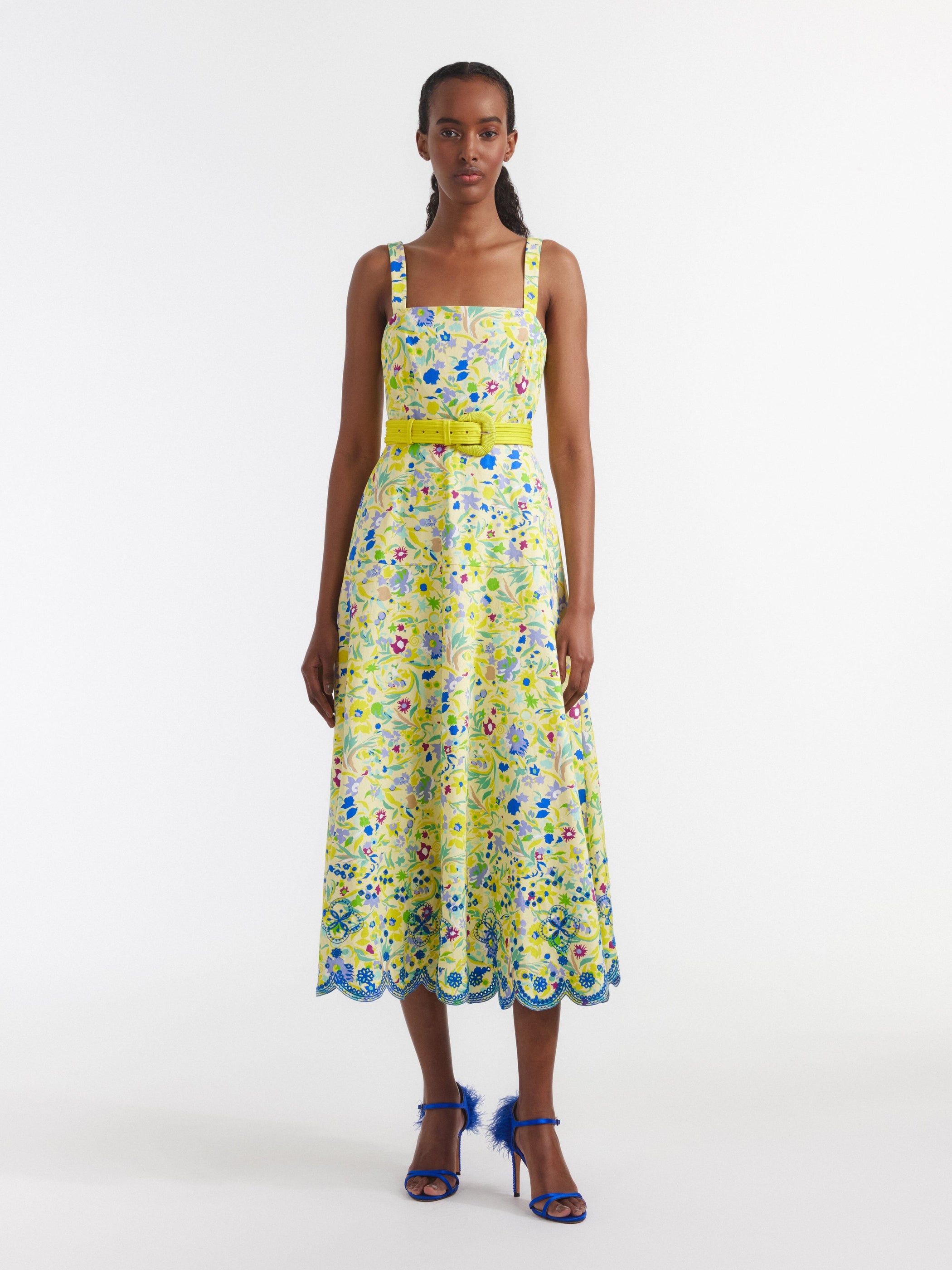 saloni midi dress sale Claudia Midi Dress in Polka Bouquet SALONI