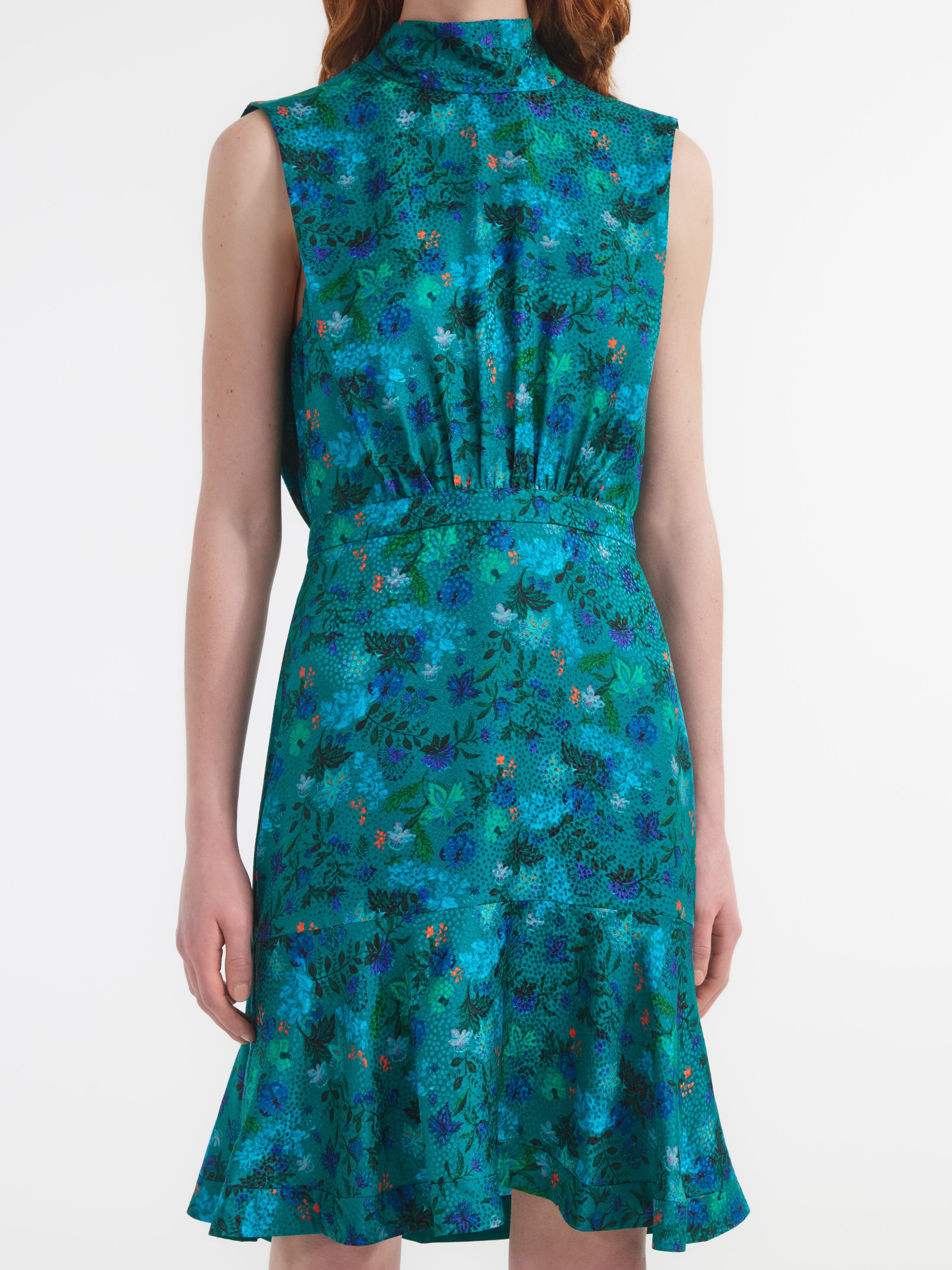 Fleur Short Dress in Flori Peacock