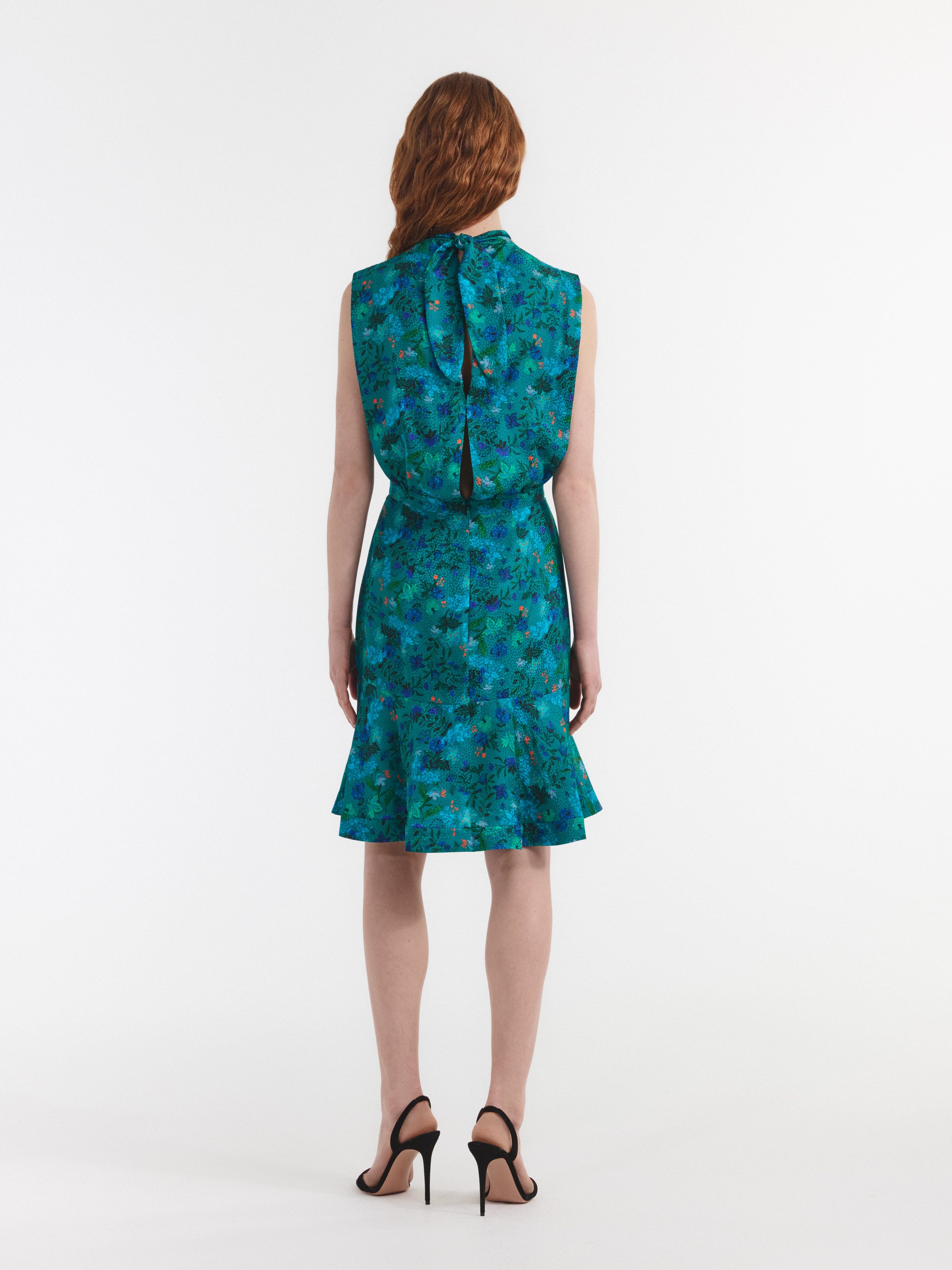 Fleur Short Dress in Flori Peacock