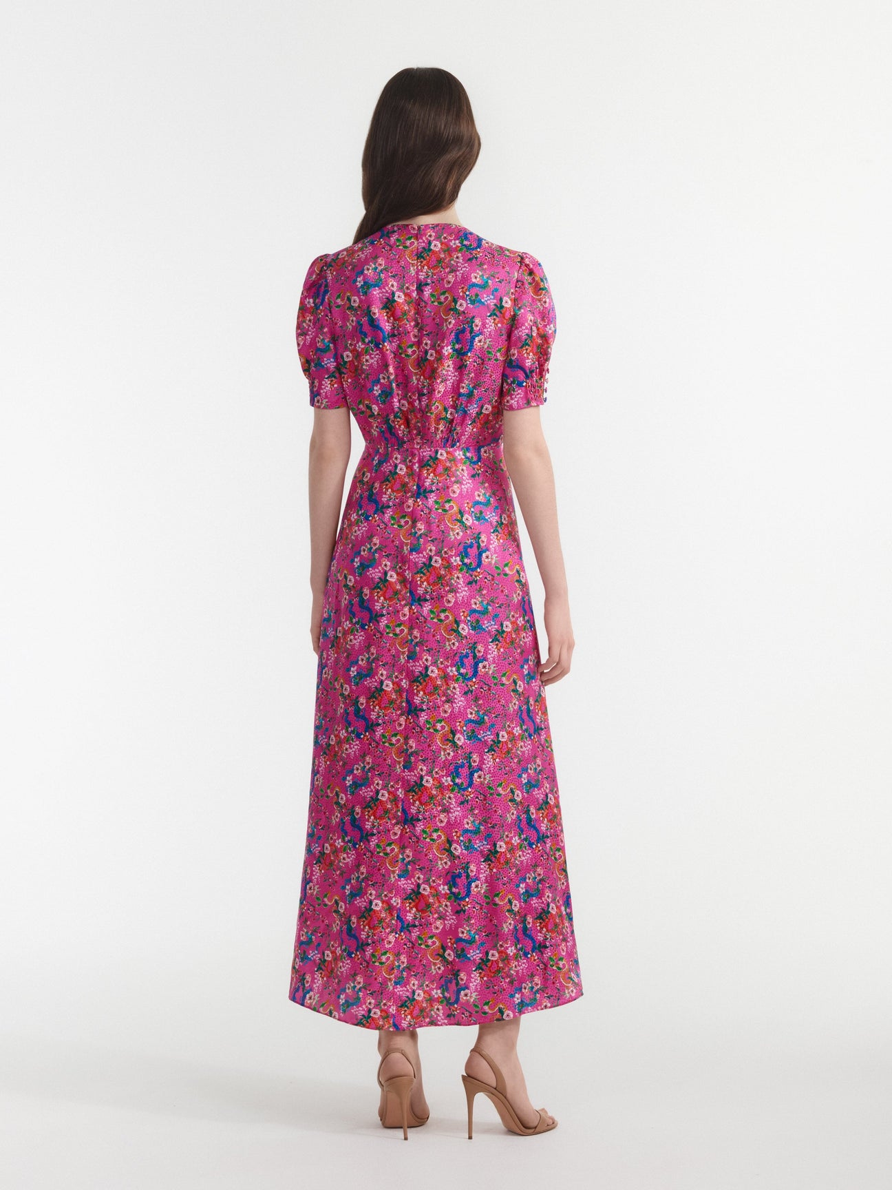 Lea Long Dress in Hibiscus Adorning