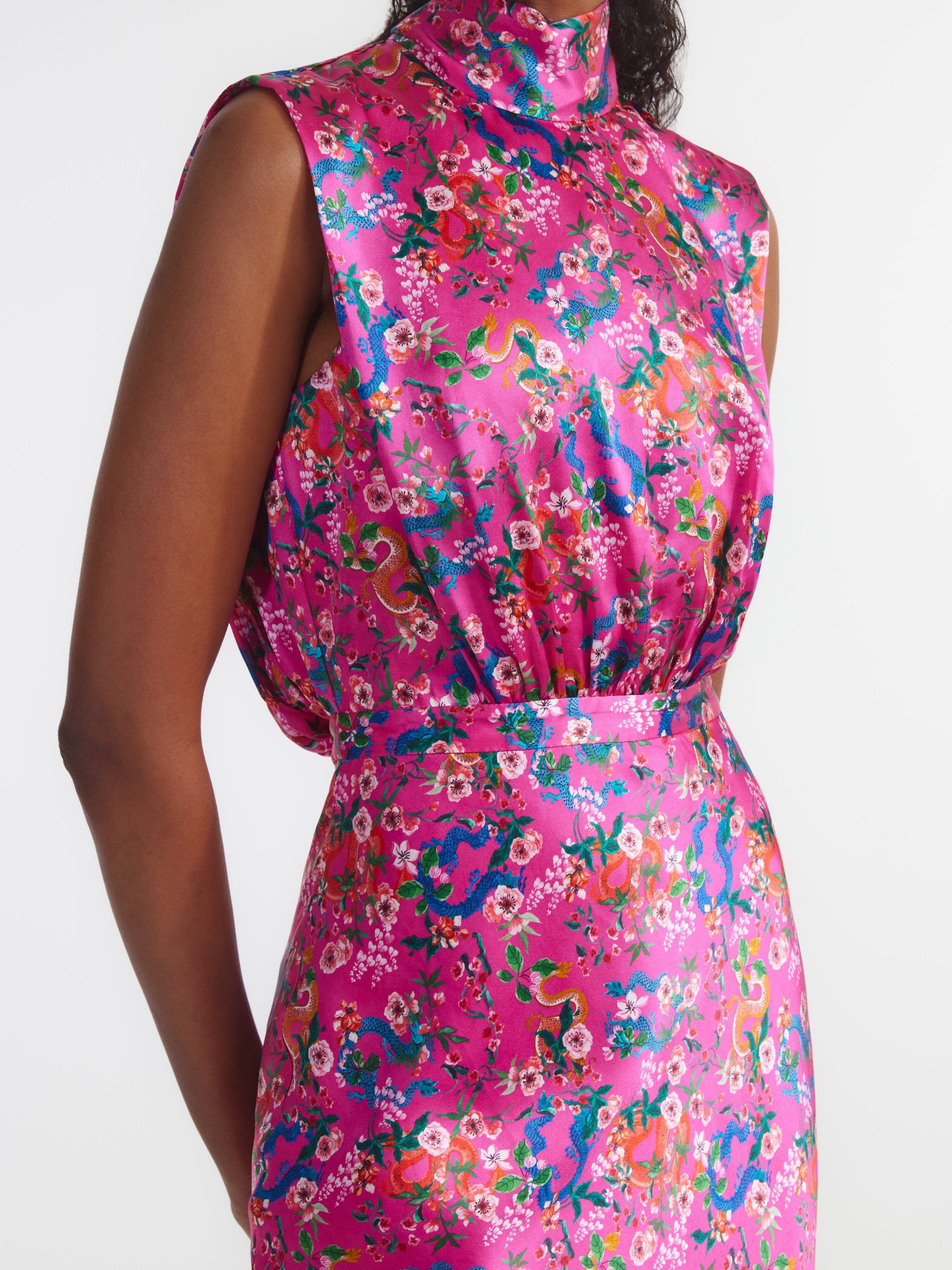 Fleur Midi Dress in Blossom Hidden Dragon