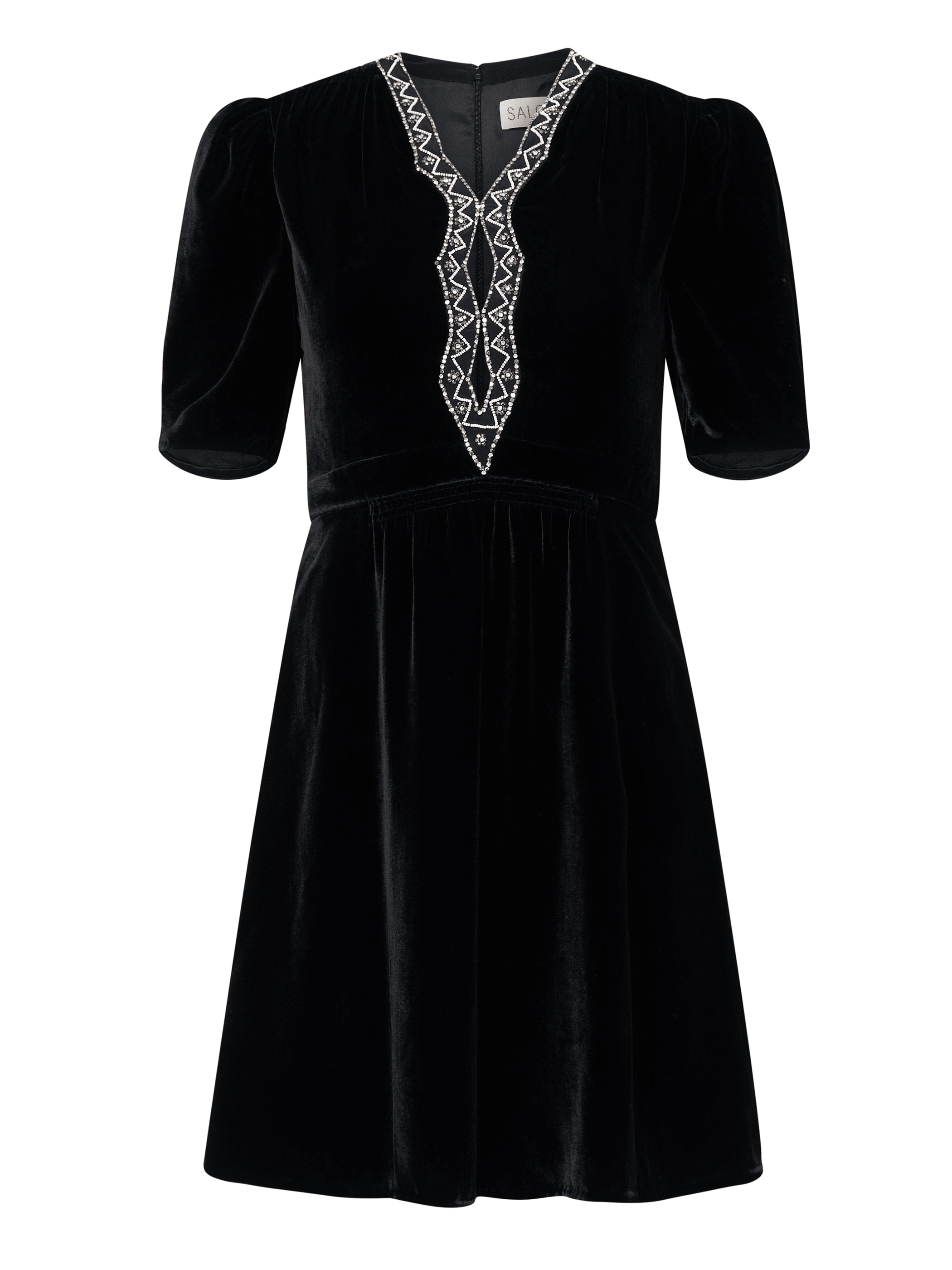 Tabitha Mini Dress in Black Diamante Embroidery