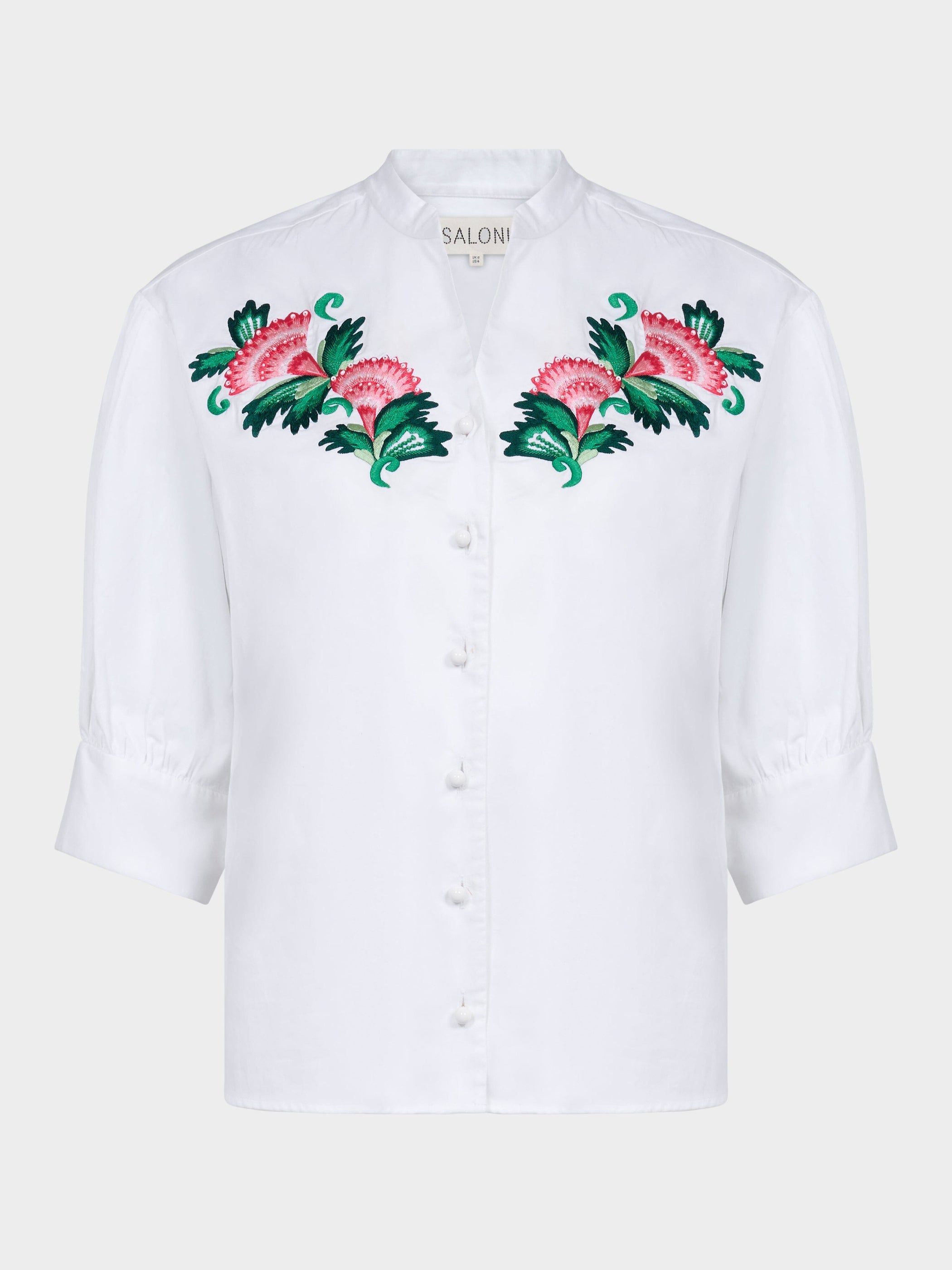 Tavi B Shirt in White Fanflower Embroidery