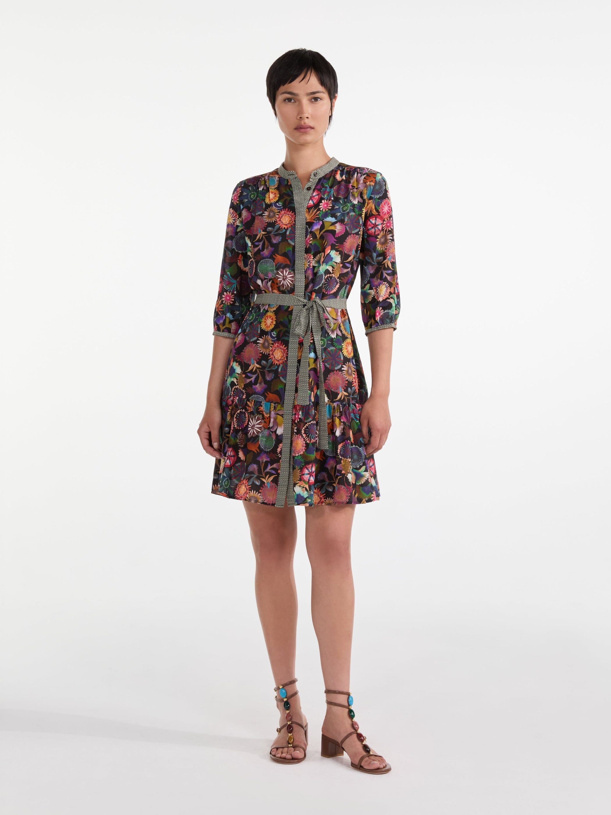 Tyra Dress in Noir Adorning Check print