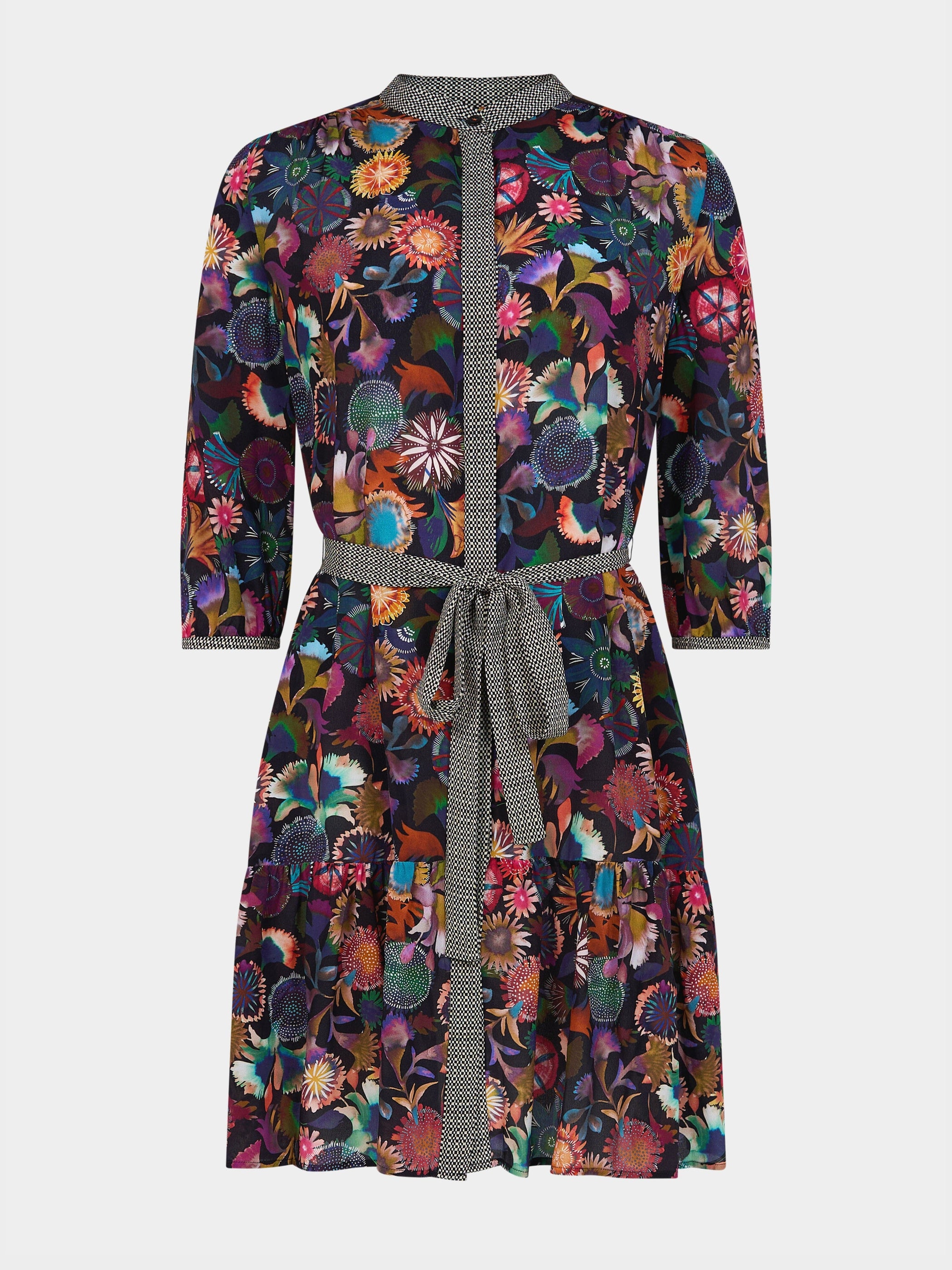 Tyra Dress in Noir Adorning Check print