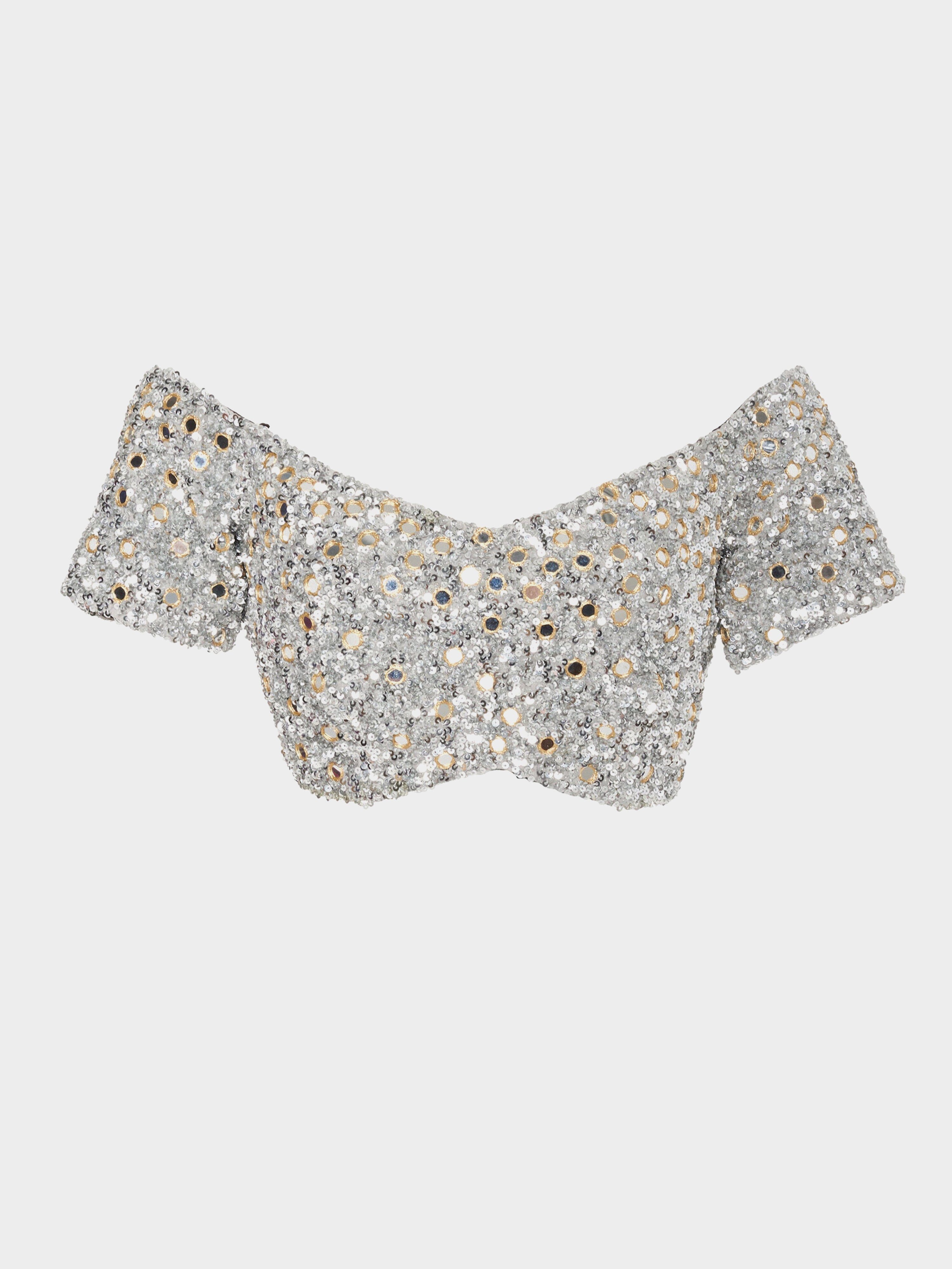white glitter crop top