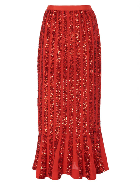 Aidan Venyx Skirt in Scarlet with Sequin Embroidery – SALONI