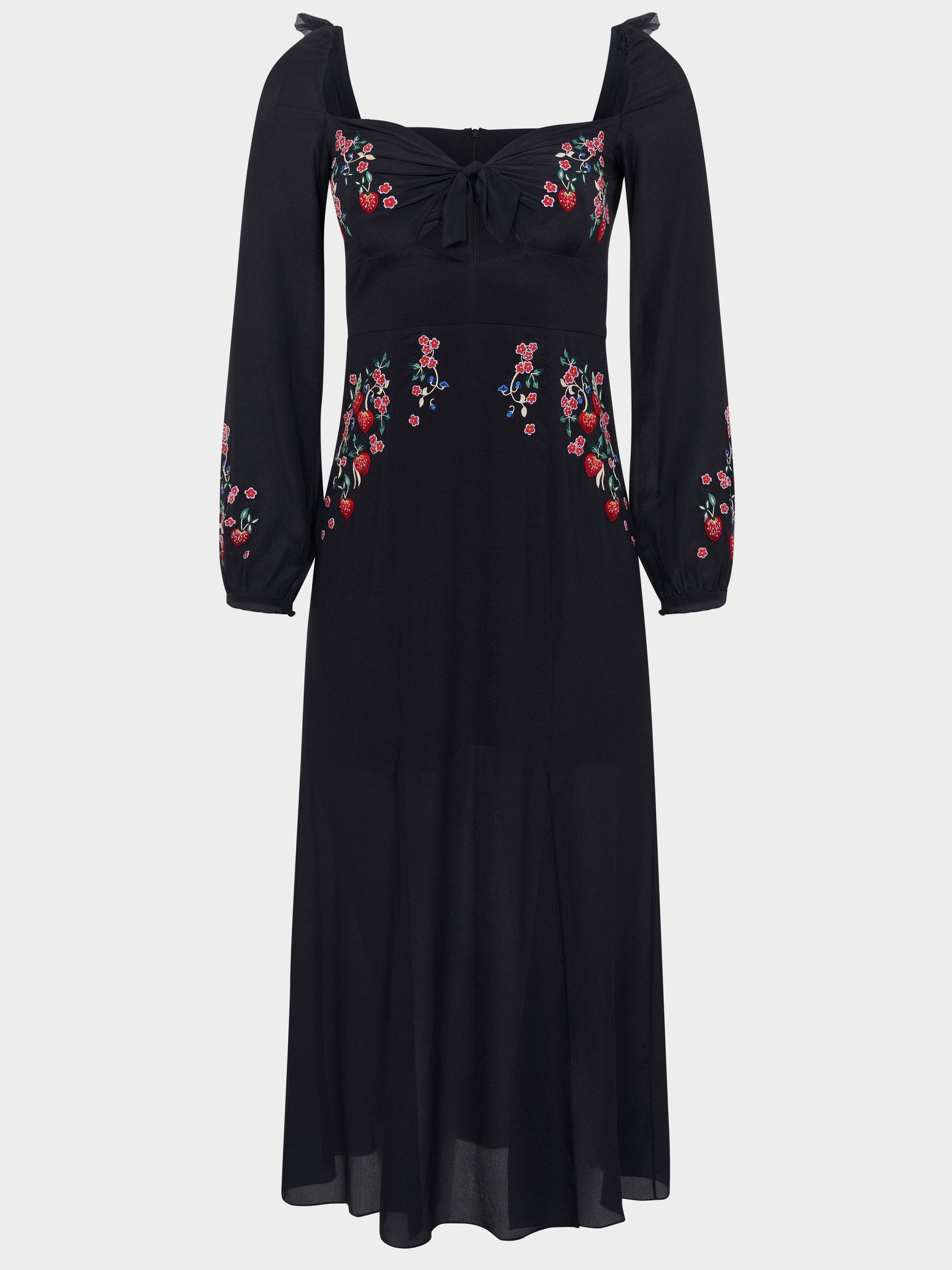 Venyx Harmony Dress in Black Strawberry Embroidery