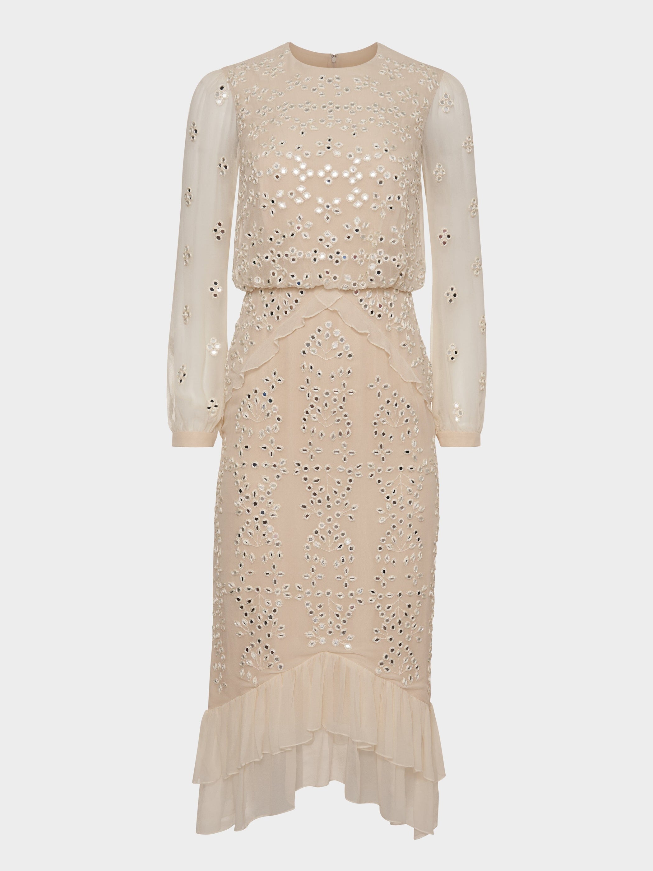 Venyx Isa Silk B Dress in Ivory Mirror Embroidery