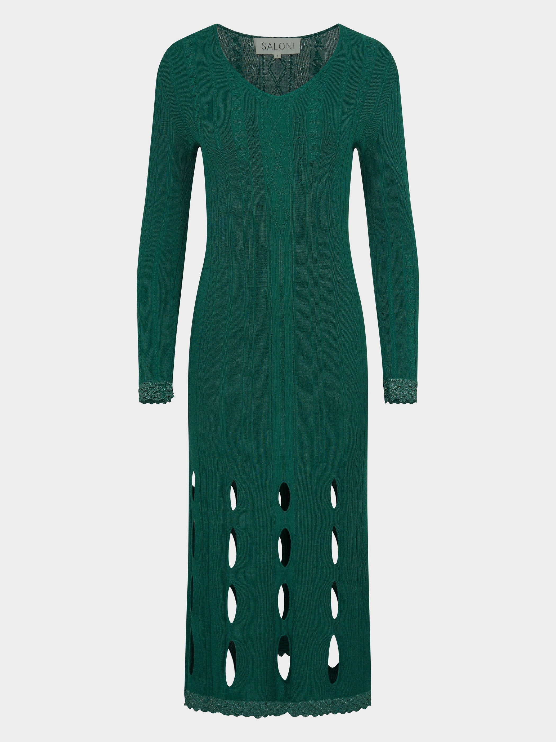 Venyx Pointelle Dress in Jade Metallic