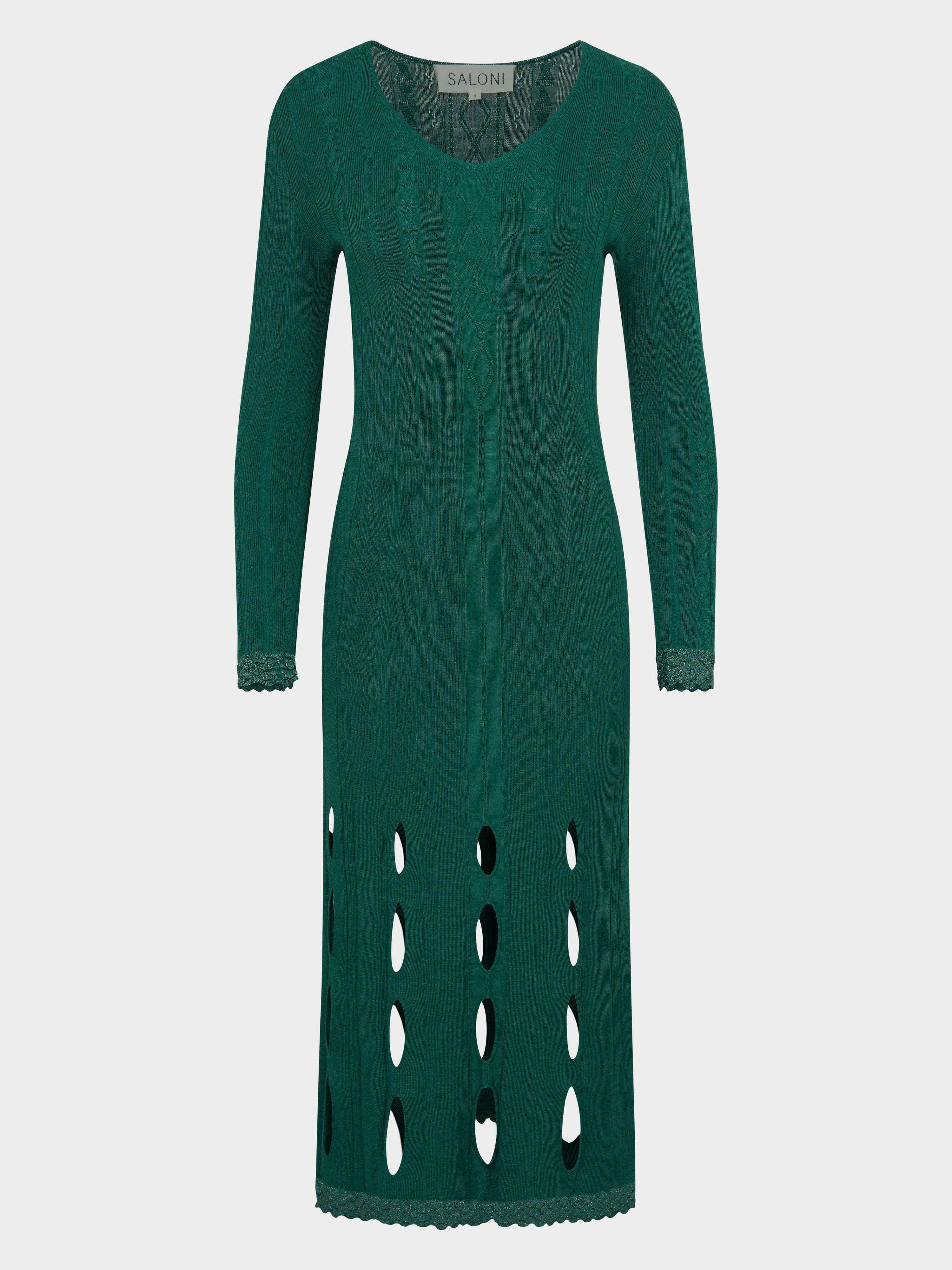 Venyx Pointelle Dress in Jade Metallic