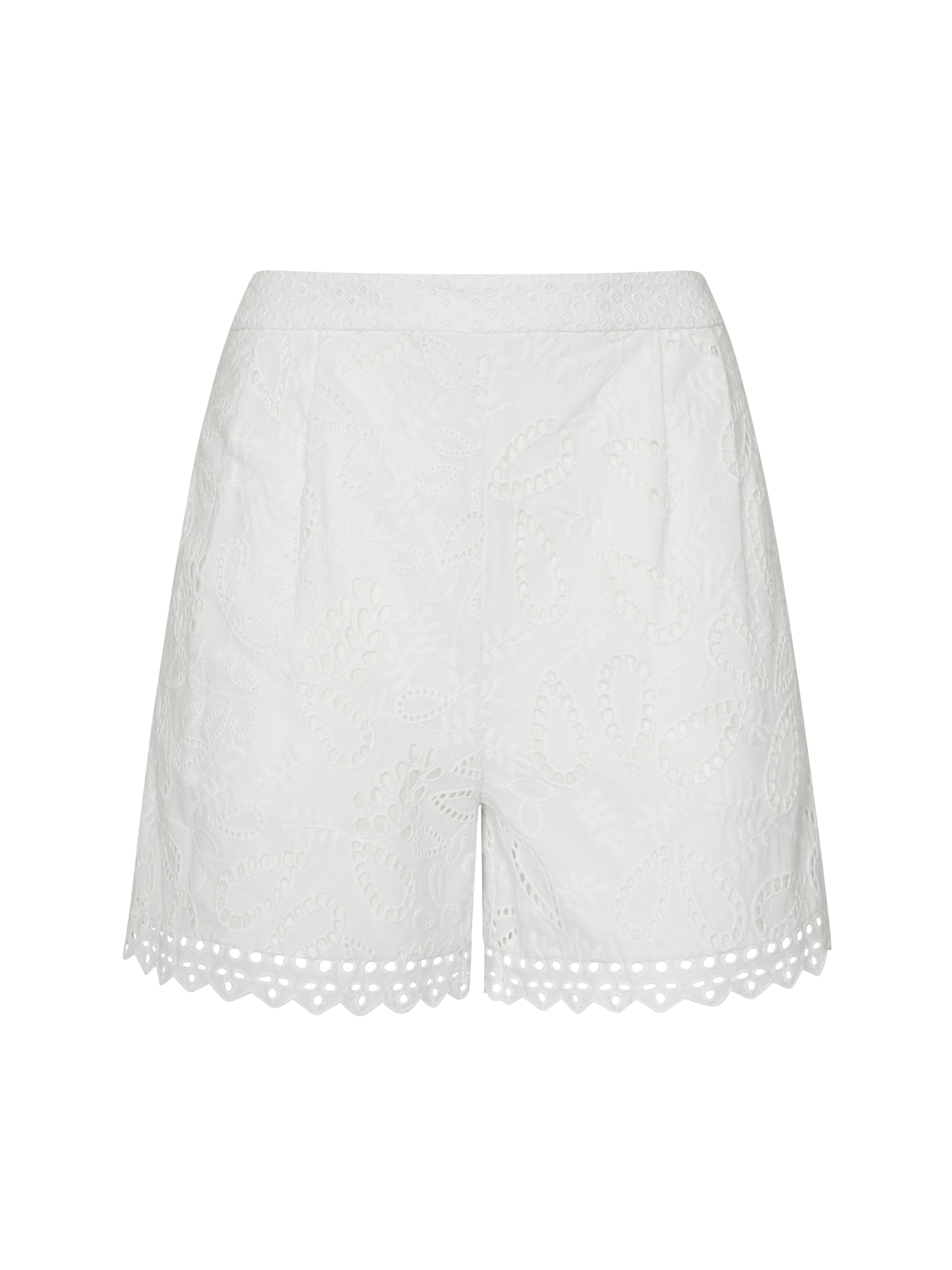 Paige Scallop Shorts in White