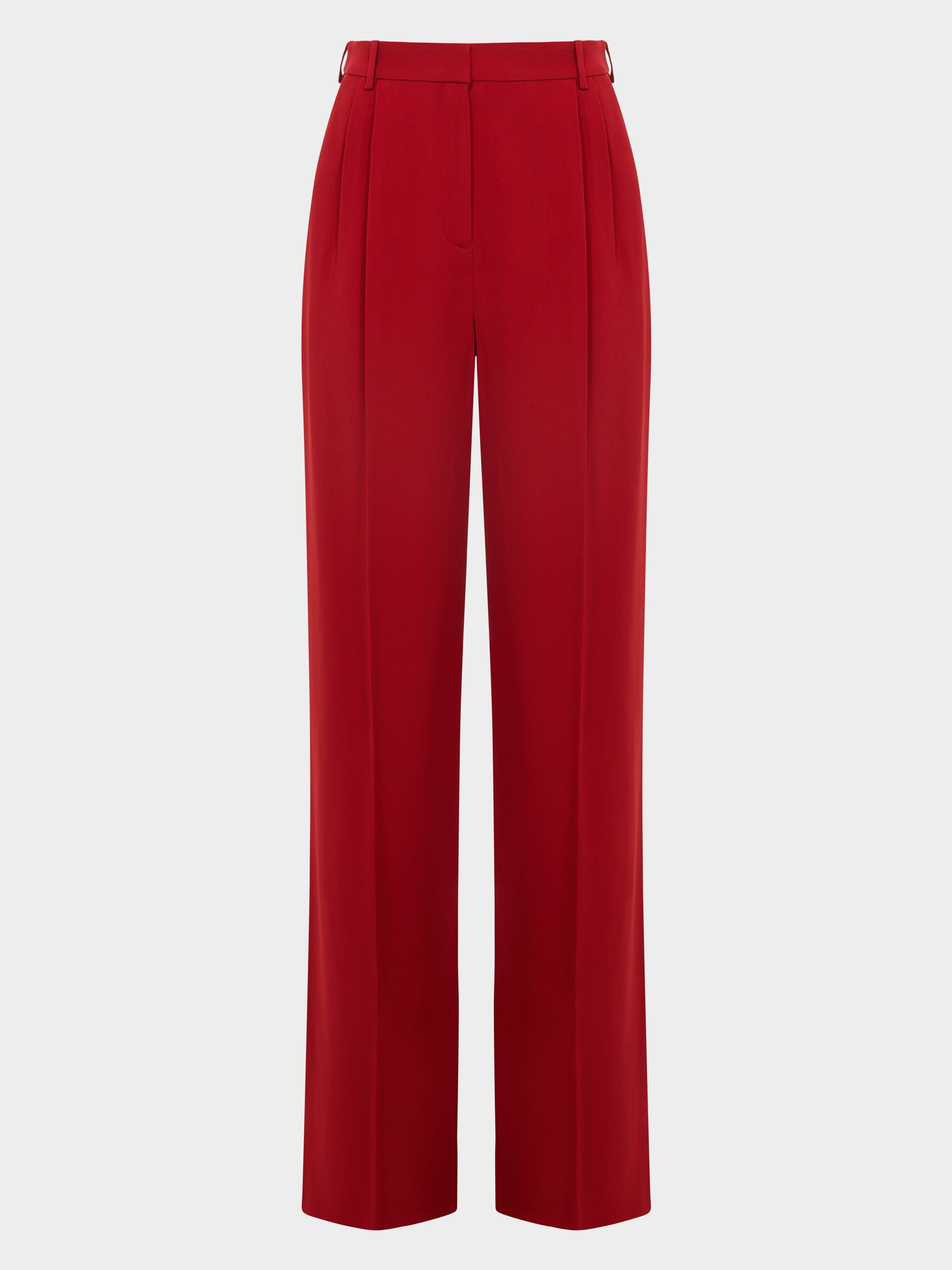 Wide Tailored Trousers in Rouge Red