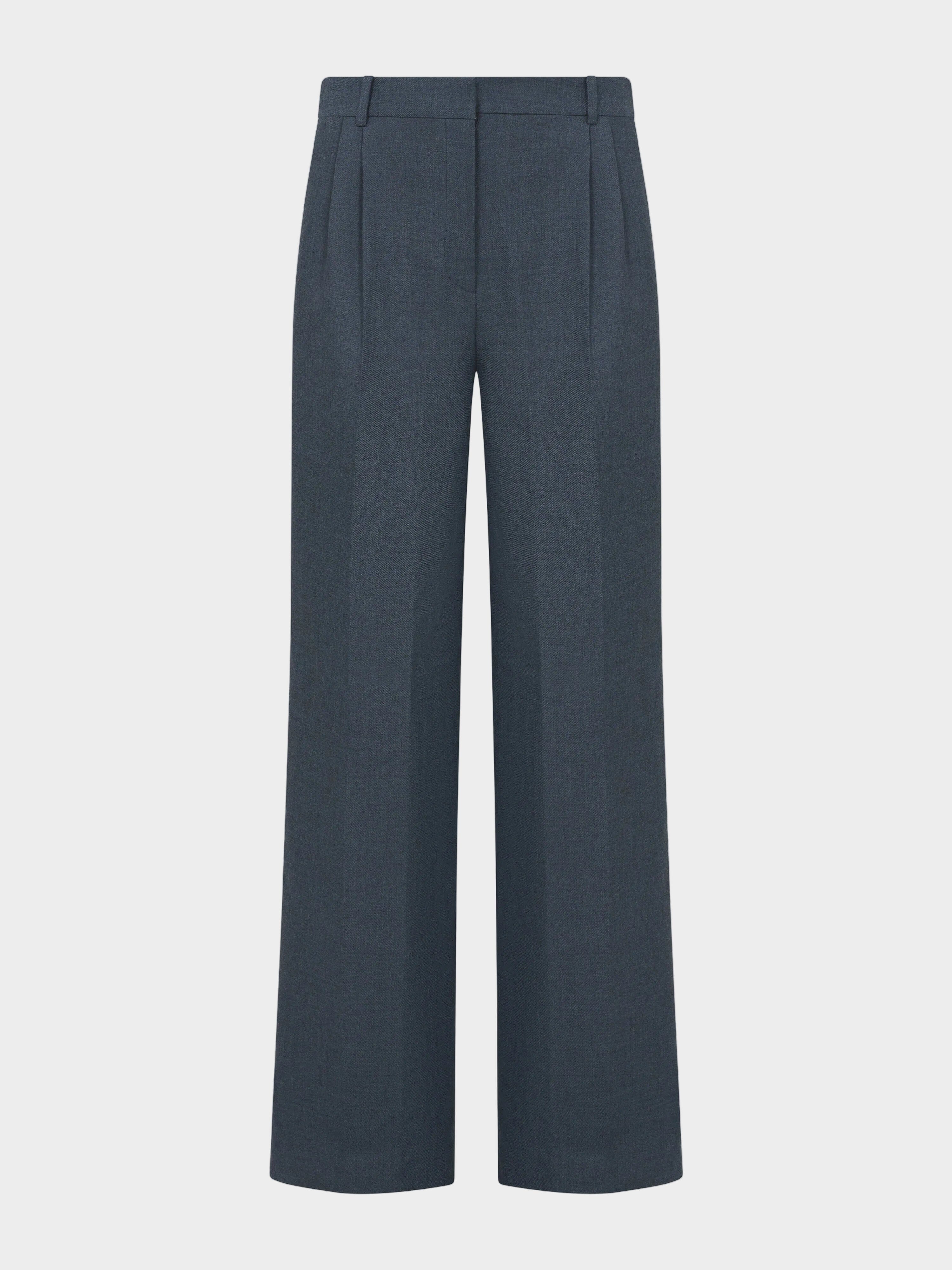 Wide Tailored Trousers in Slate Grey